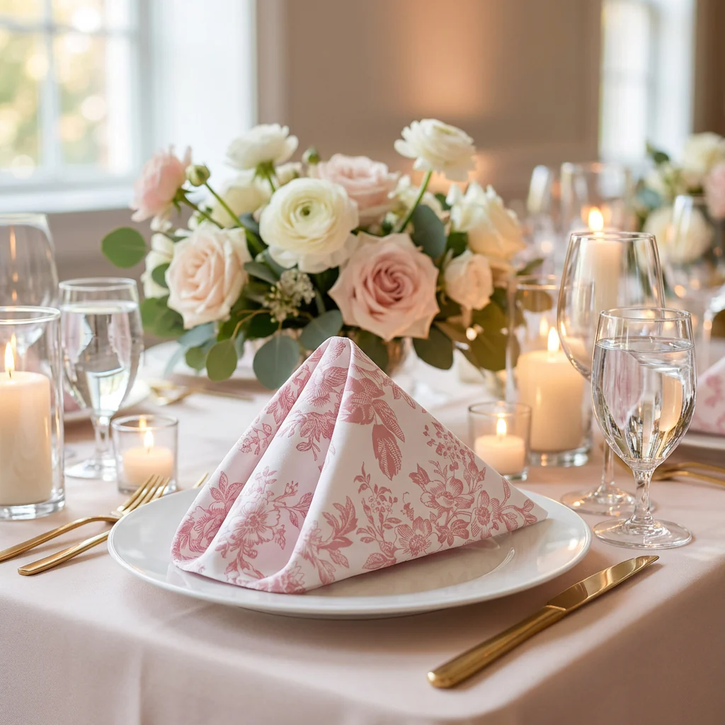 French Toile 20"x20" Linen Napkin (5pc/pk) - Dusty Rose/Mauve - Image 9