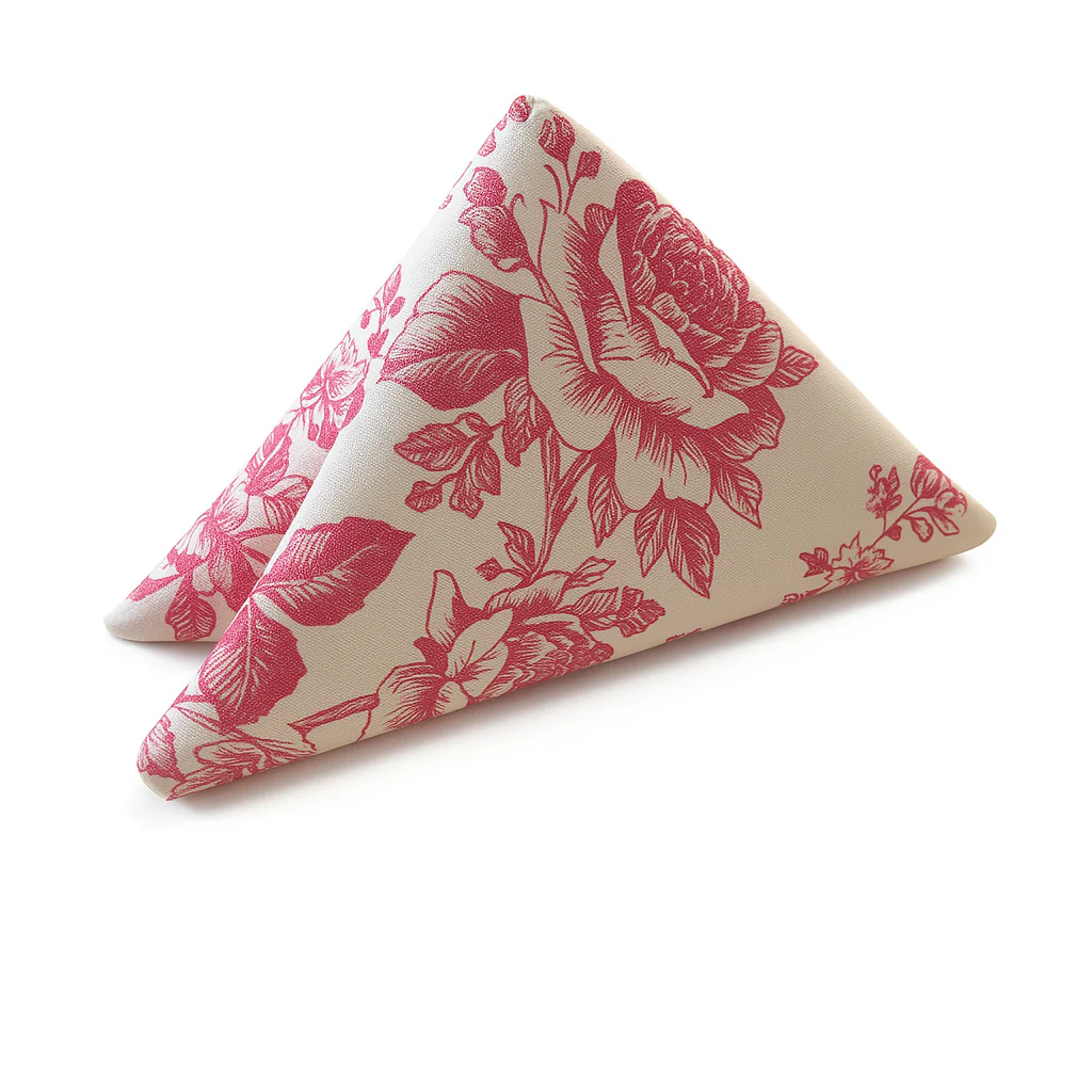 French Toile 20"x20" Linen Napkin (5pc/pk) - Pink