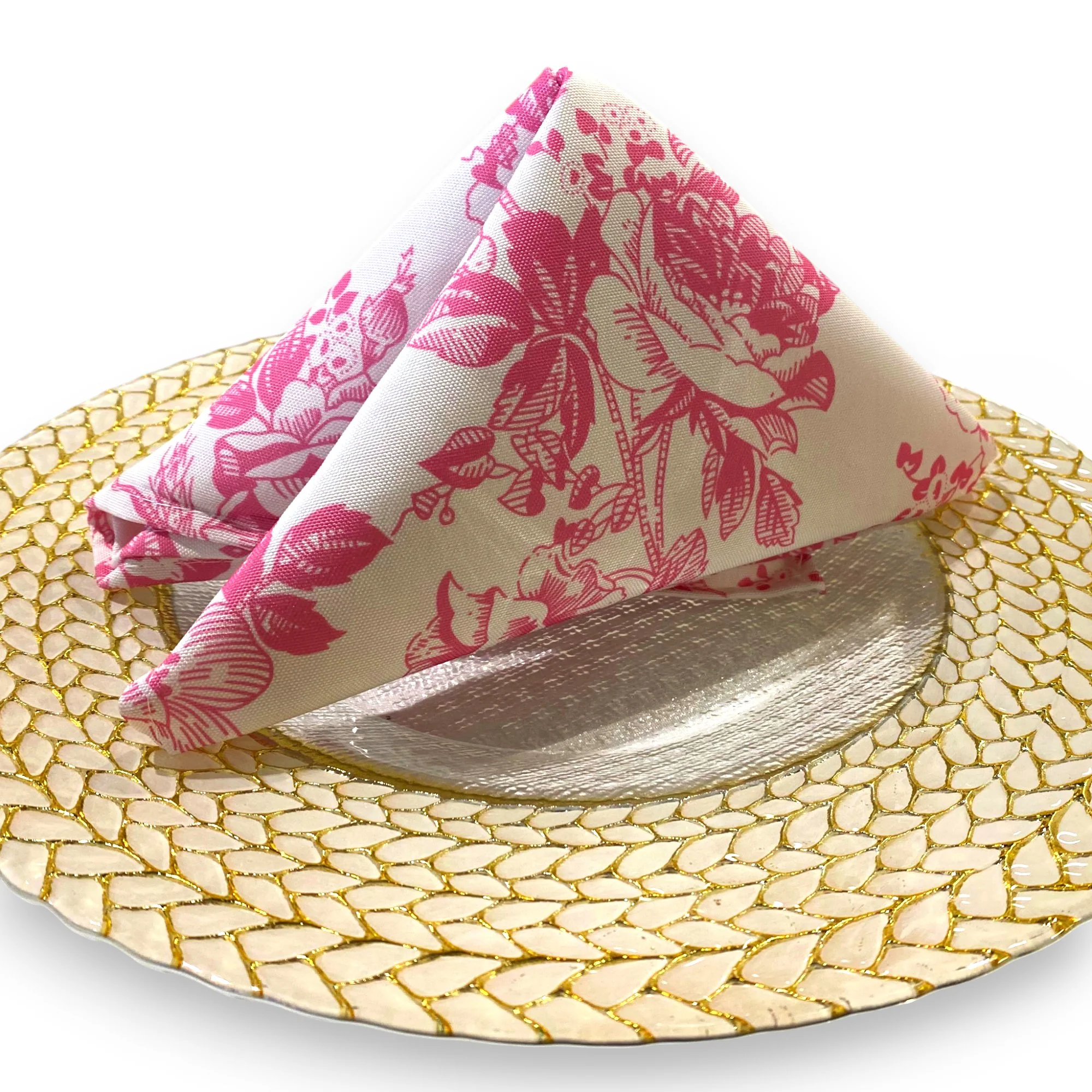 French Toile 20"x20" Linen Napkin (5pc/pk) - Pink - Image 7