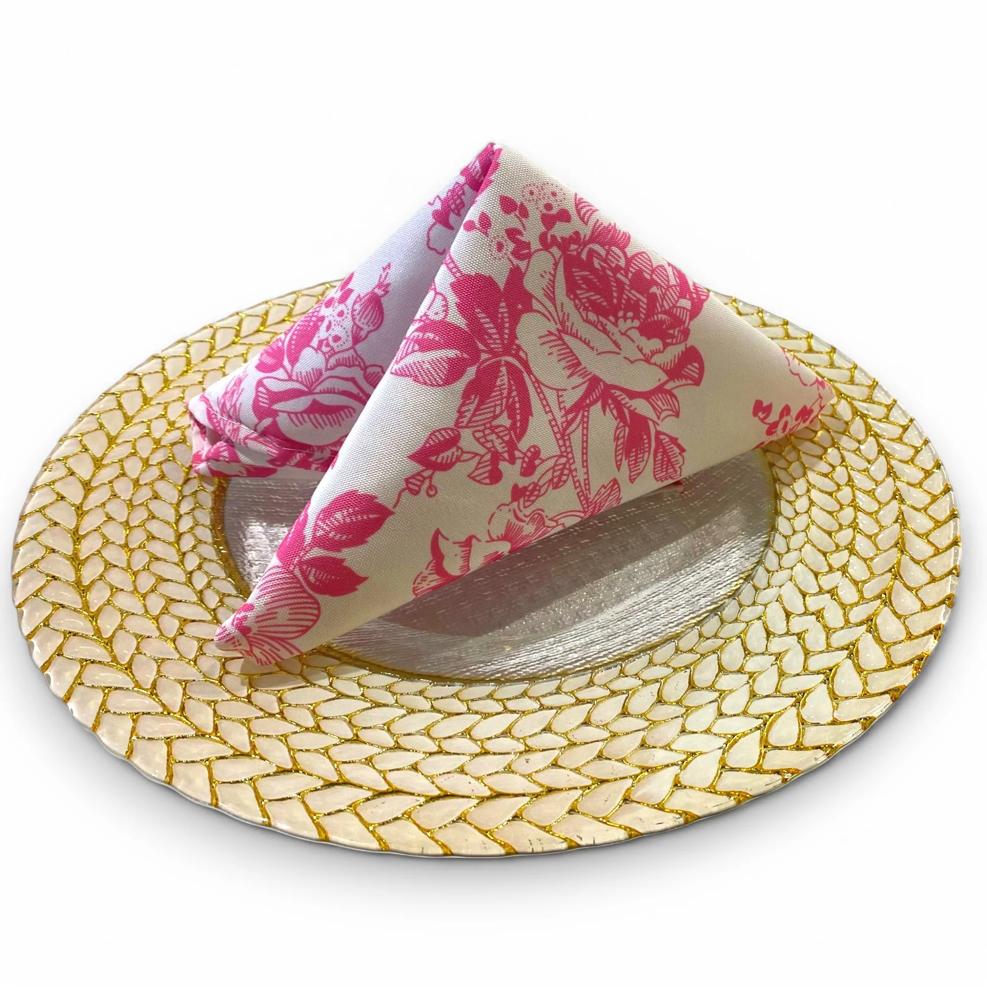 French Toile 20"x20" Linen Napkin (5pc/pk) - Pink - Image 9