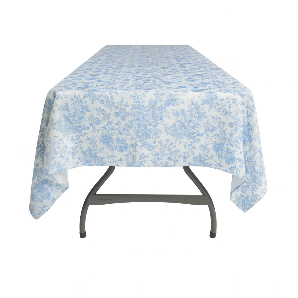 French Toile 60"x120" Rectangular Tablecloth - Baby Blue - Image 2