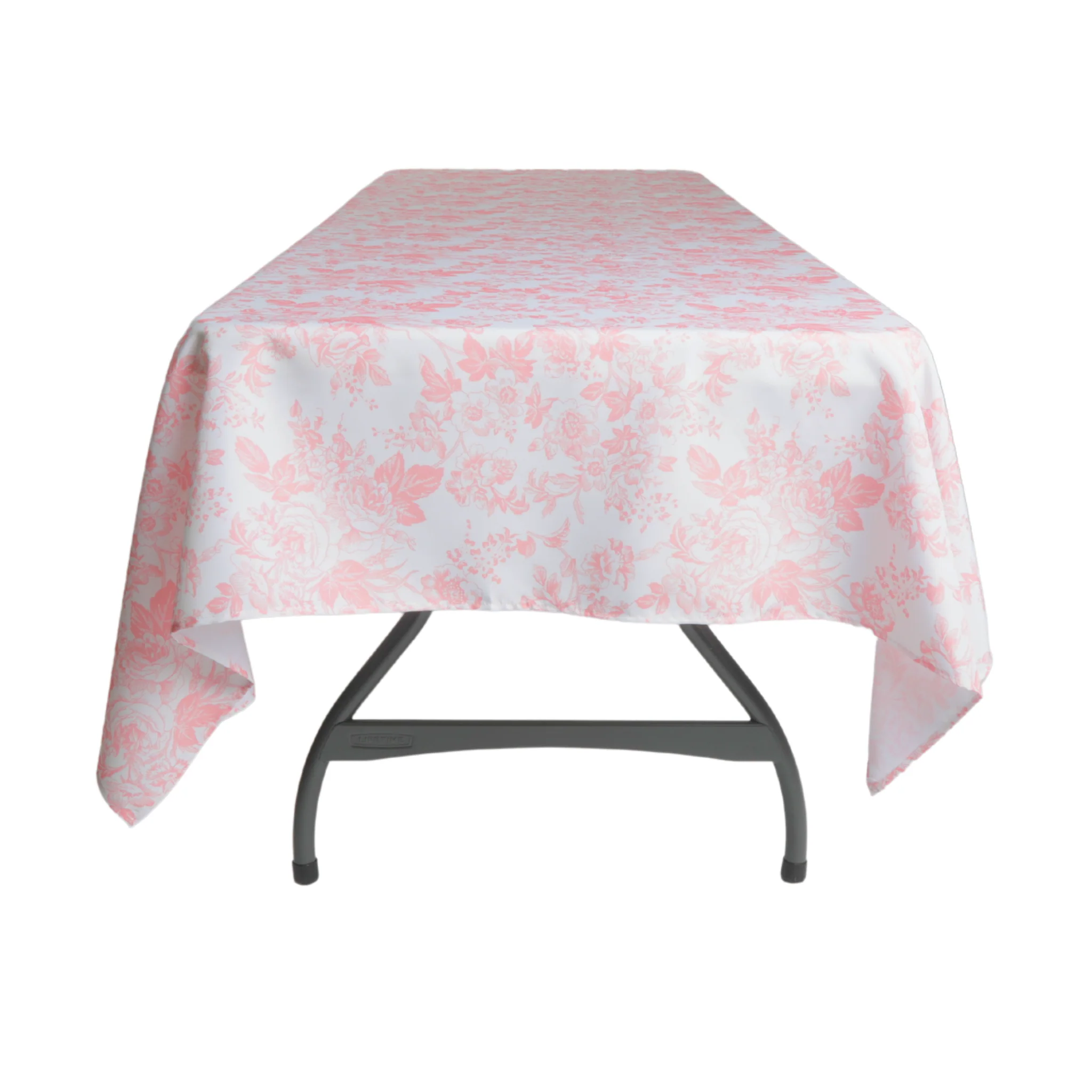 French Toile 60"x120" Rectangular Tablecloth - Coral - Image 2