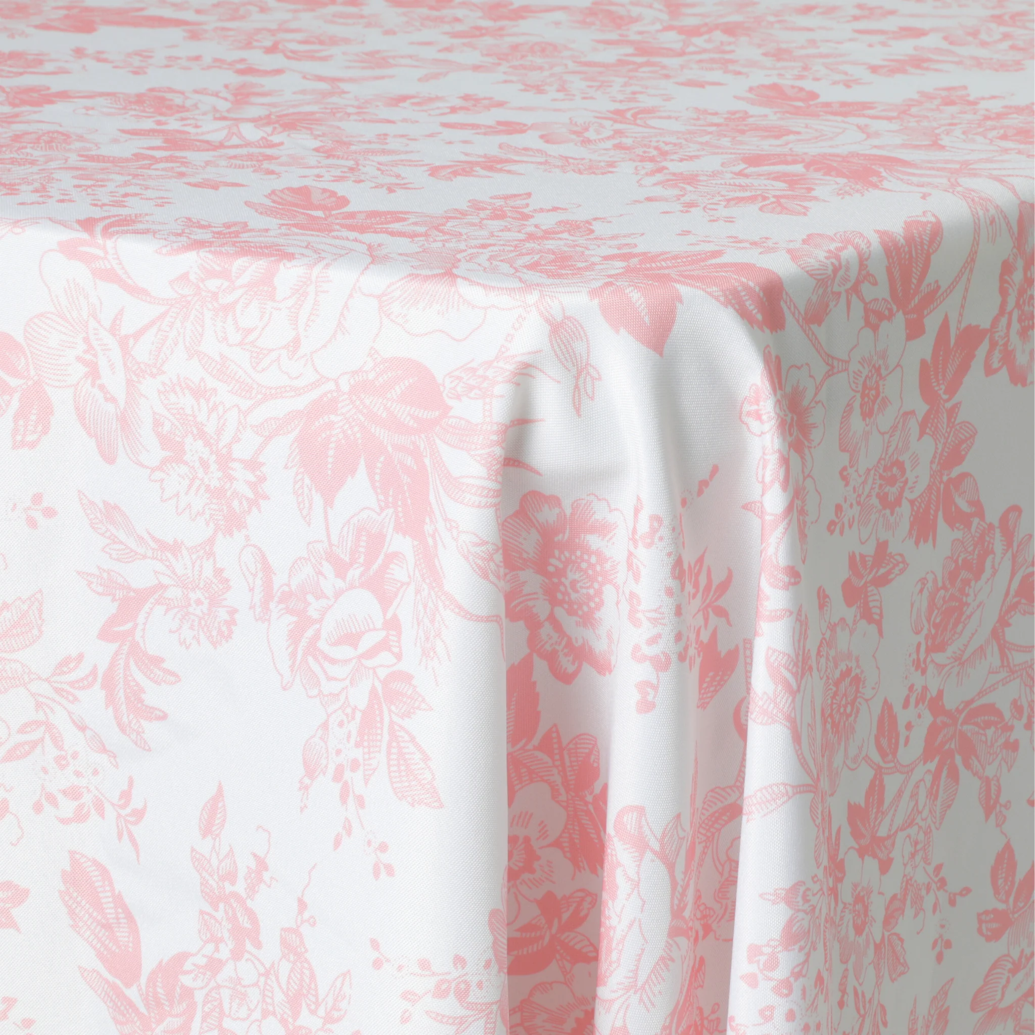 French Toile 60"x120" Rectangular Tablecloth - Coral - Image 5