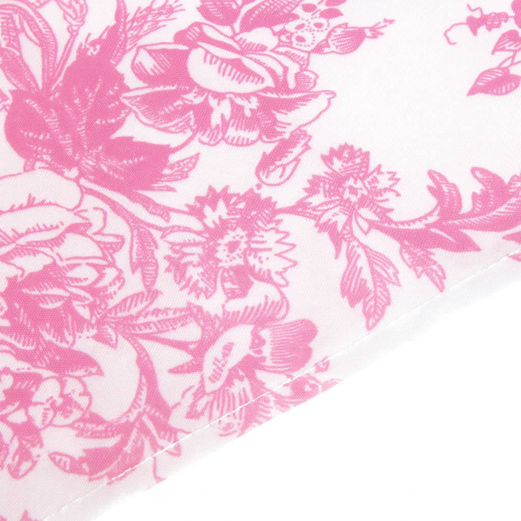 French Toile 60"x120" Rectangular Tablecloth - Pink - Image 2