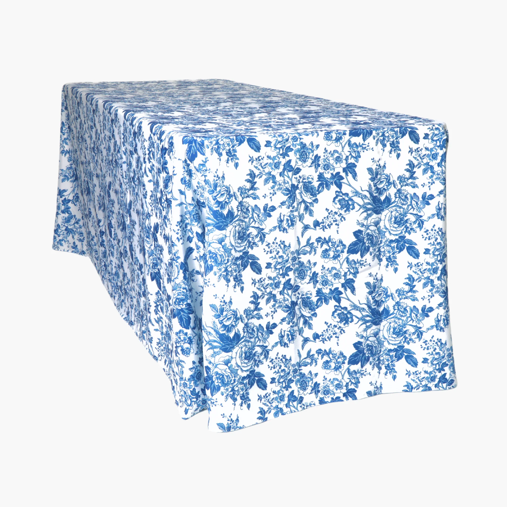 French Toile 90"x132" Rectangular Tablecloth - Blue - Image 6