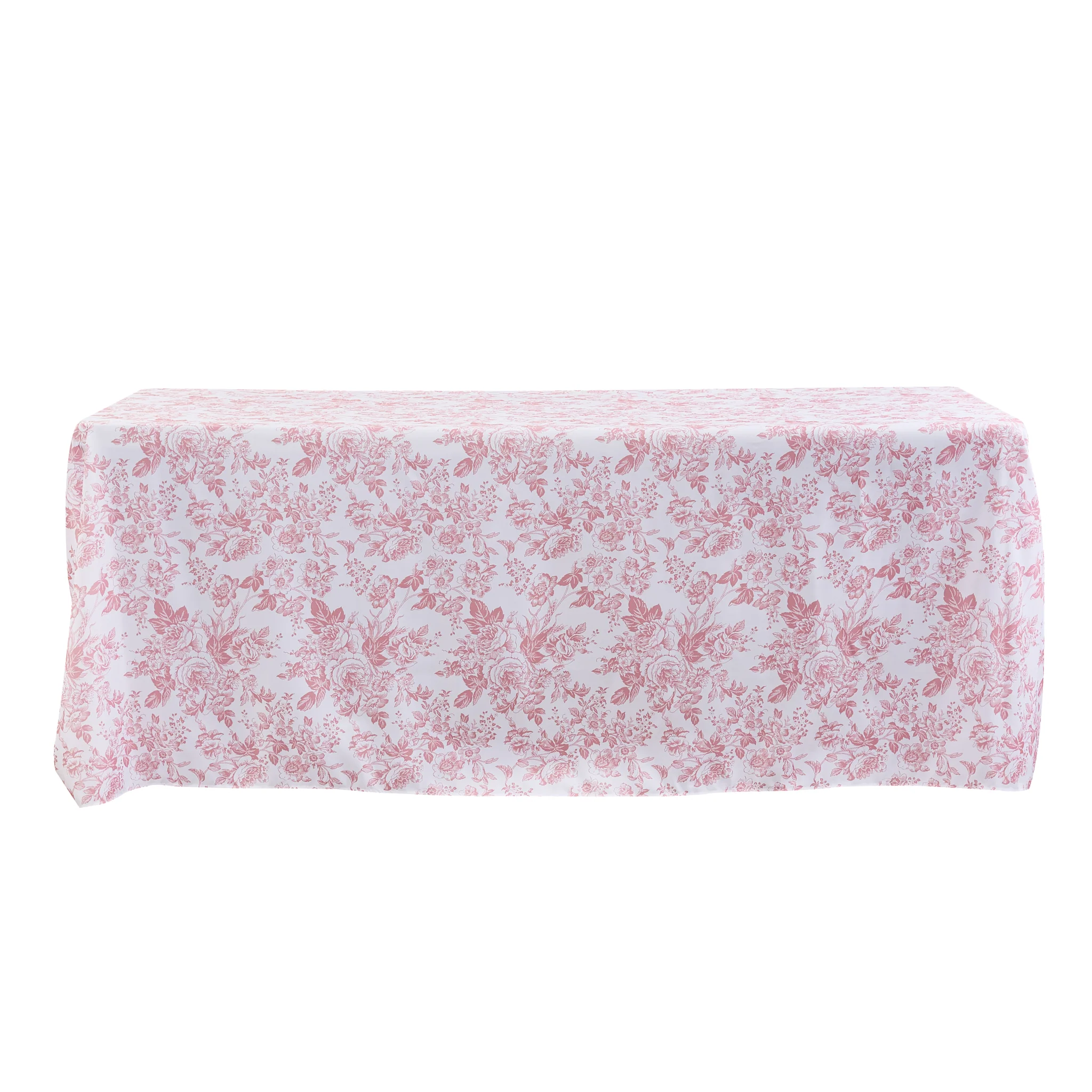 French Toile 90"x132" Rectangular Tablecloth - Dusty Rose/Mauve