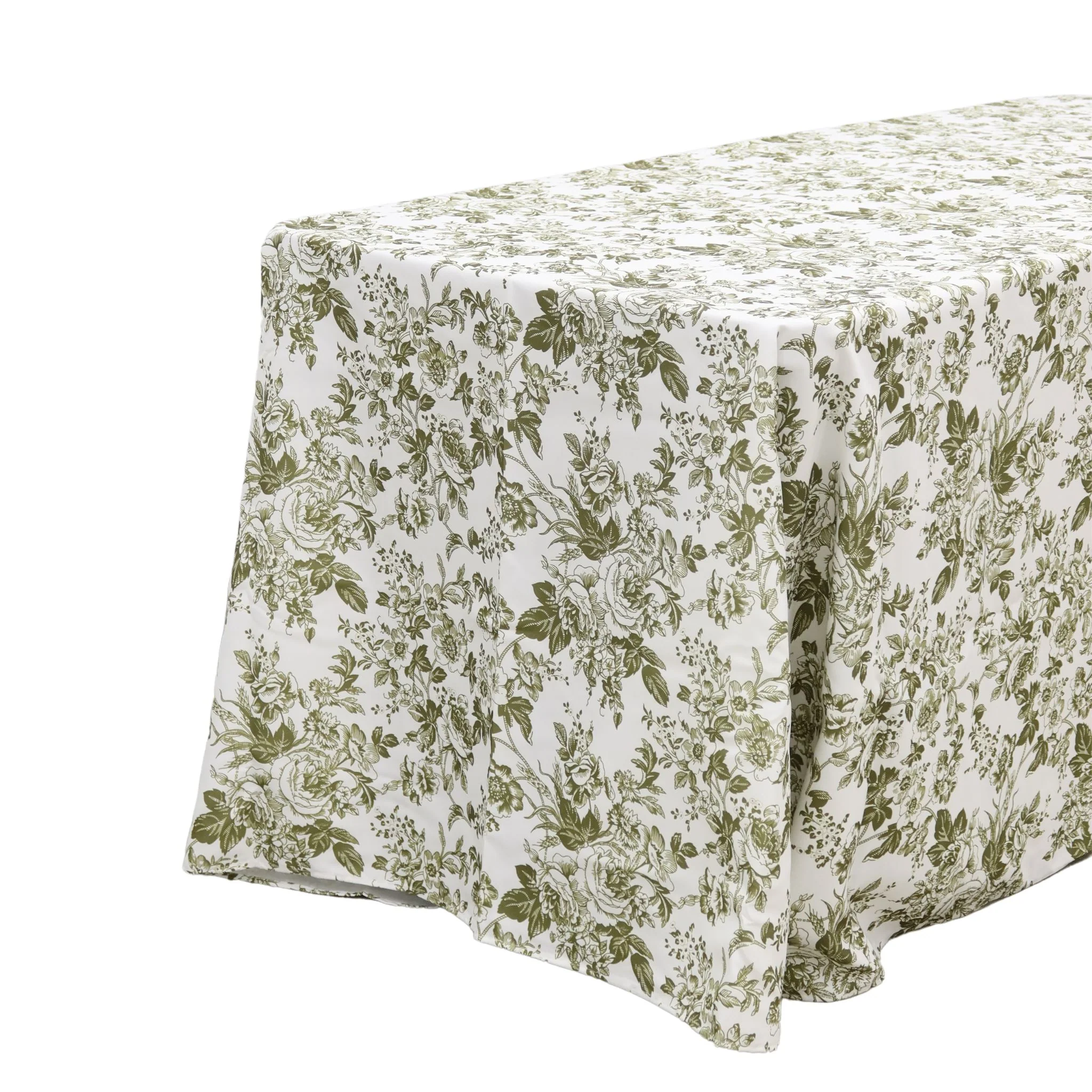 French Toile 90"x132" Rectangular Tablecloth - Olive Green