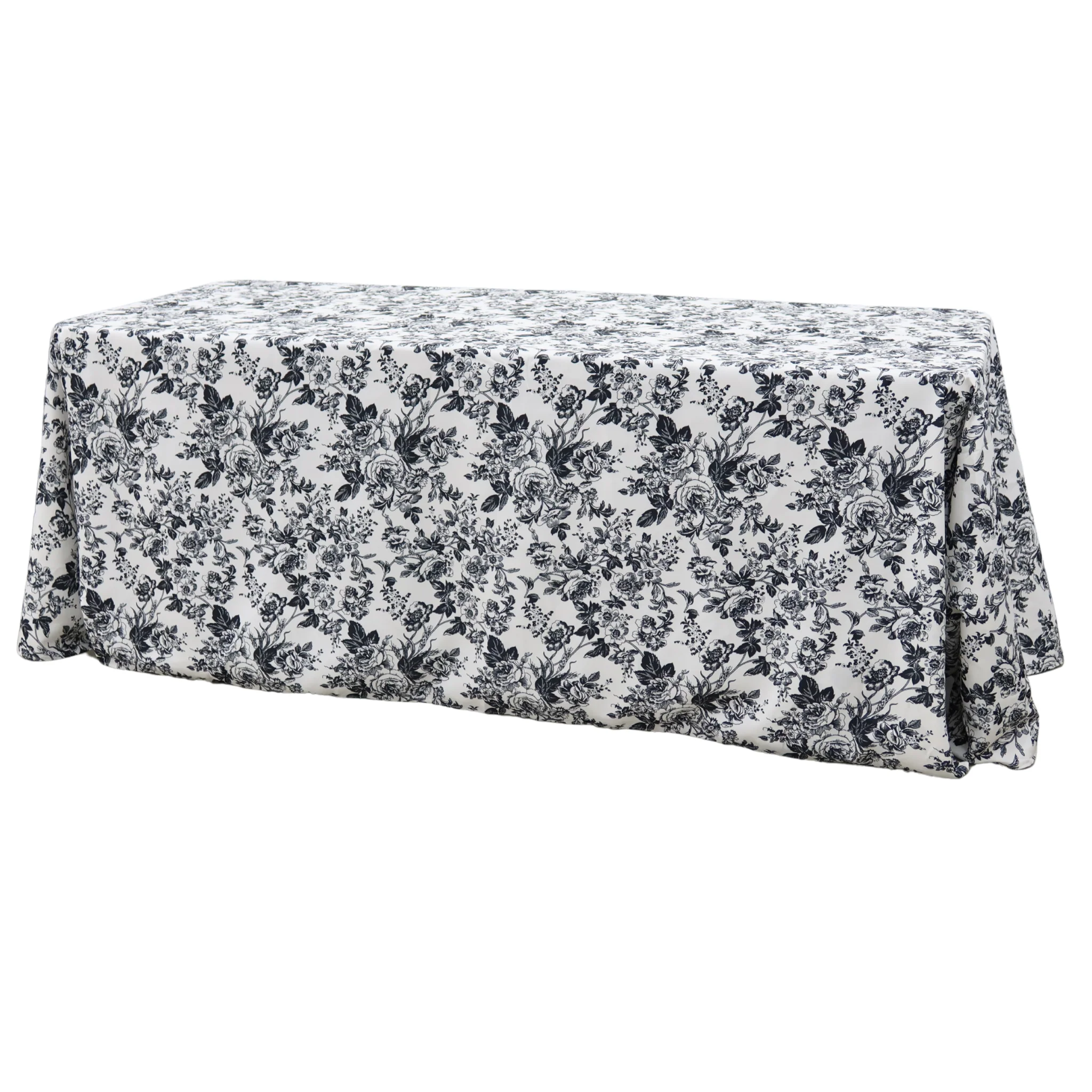 French Toile 90"x156" Rectangular Tablecloth - Black - Image 4