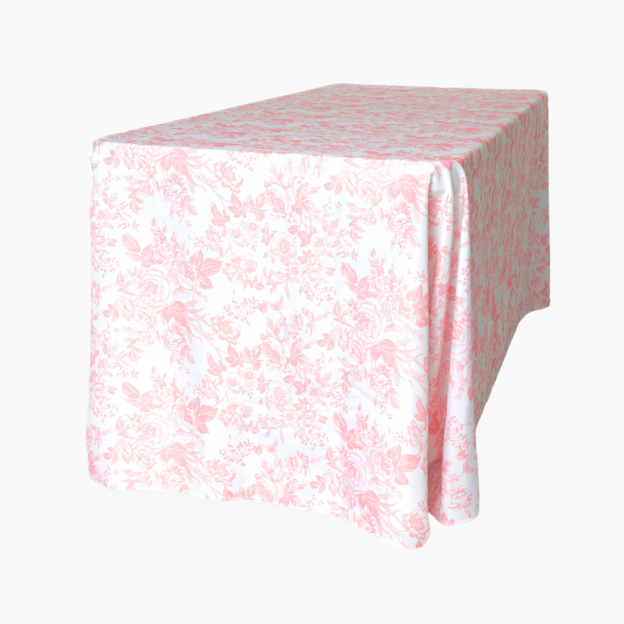French Toile 90"x156" Rectangular Tablecloth - Coral - Image 6