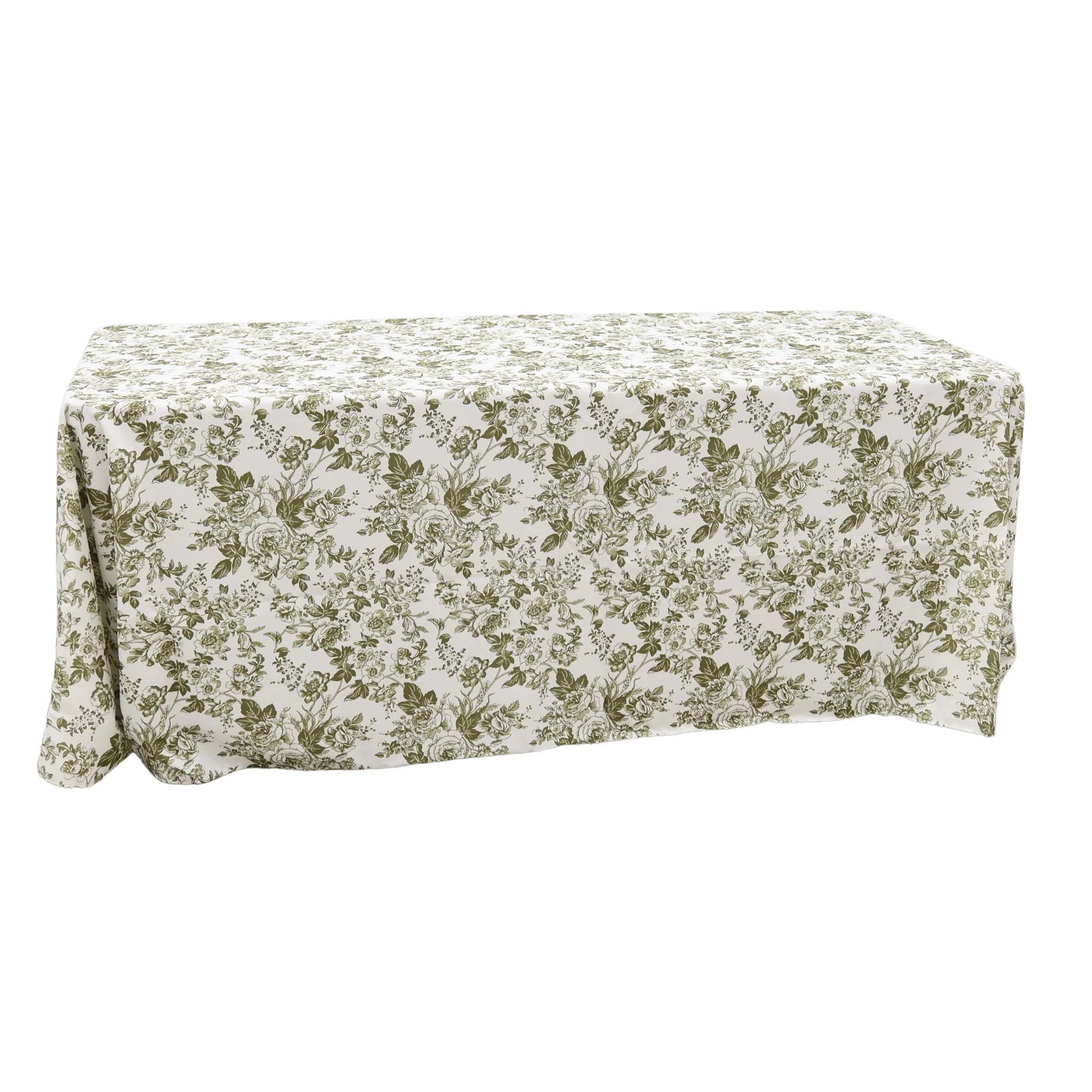 French Toile 90"x156" Rectangular Tablecloth - Olive Green - Image 3