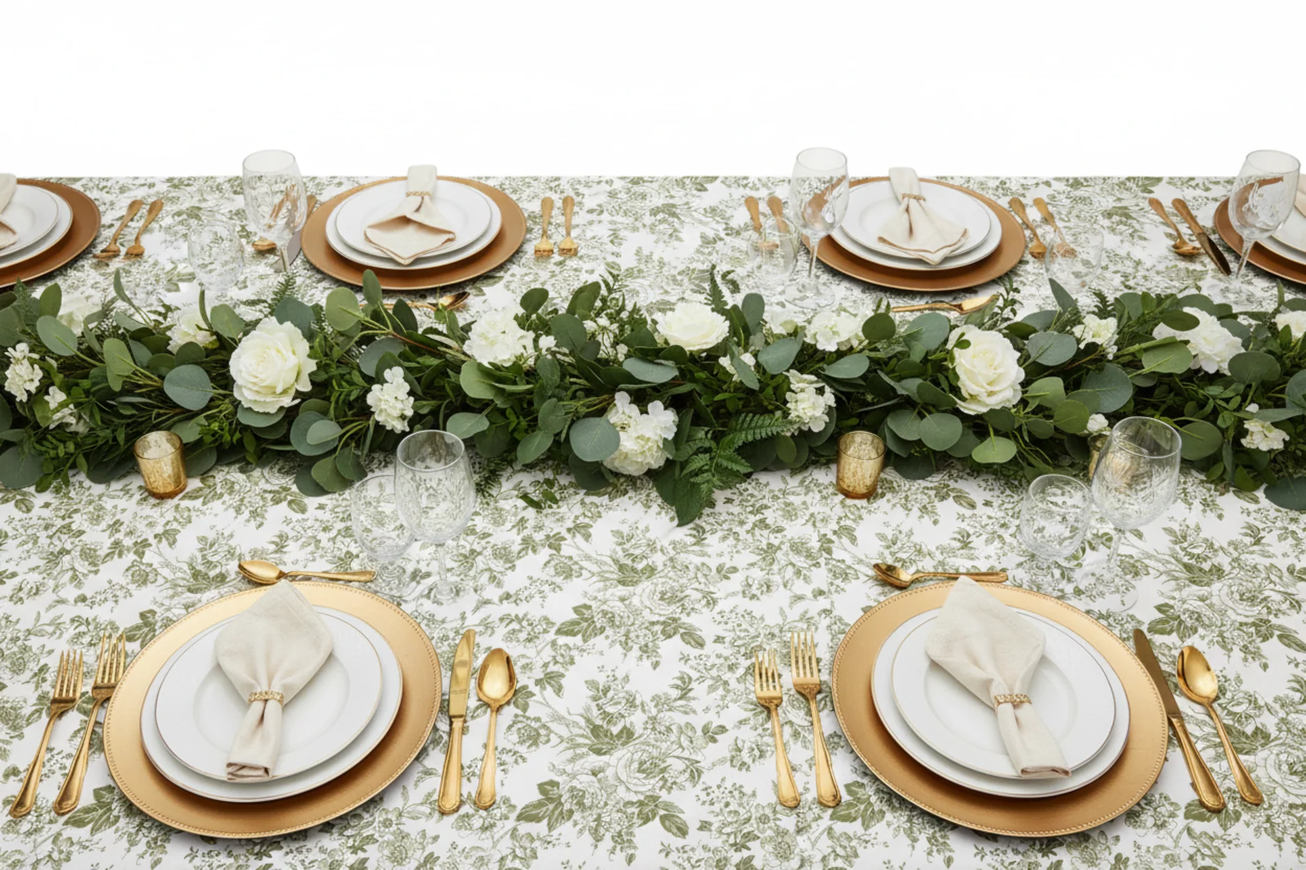 French Toile 90"x156" Rectangular Tablecloth - Olive Green - Image 8