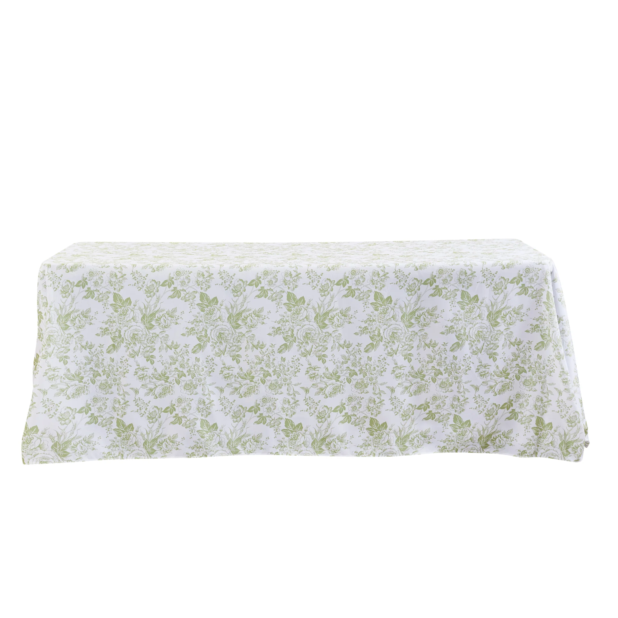 French Toile 90"x156" Rectangular Tablecloth - Sage Green