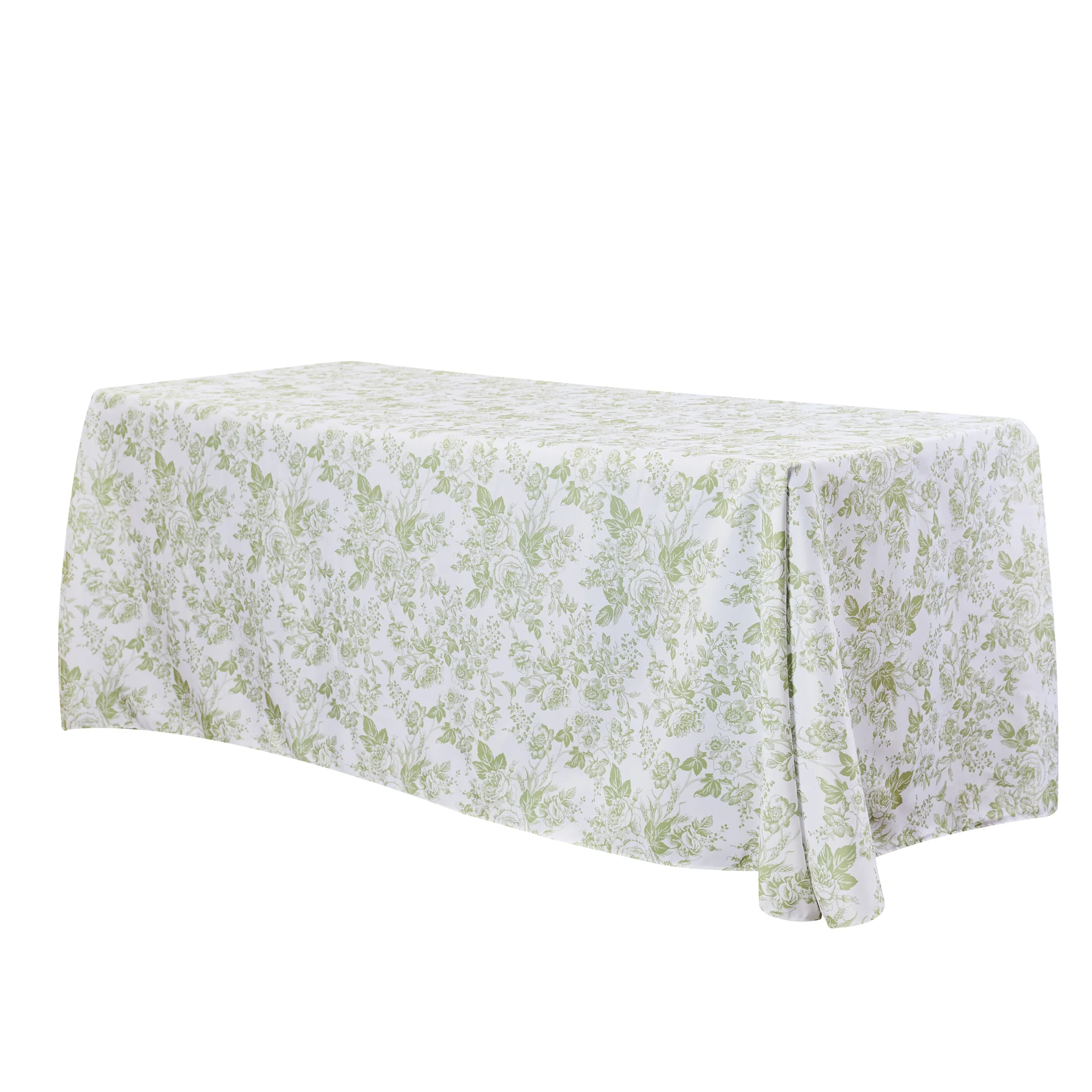 French Toile 90"x156" Rectangular Tablecloth - Sage Green - Image 6