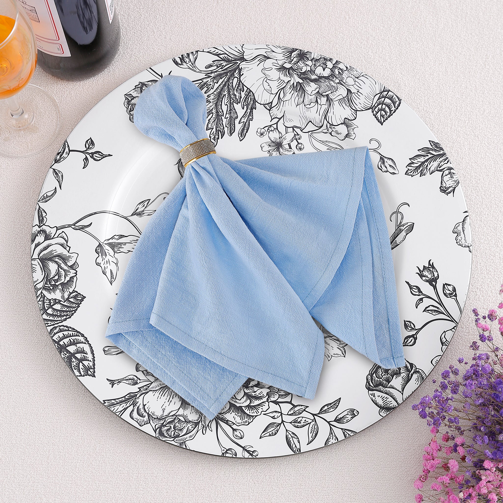 French Toile Acrylic Charger Plate - Black - Image 2