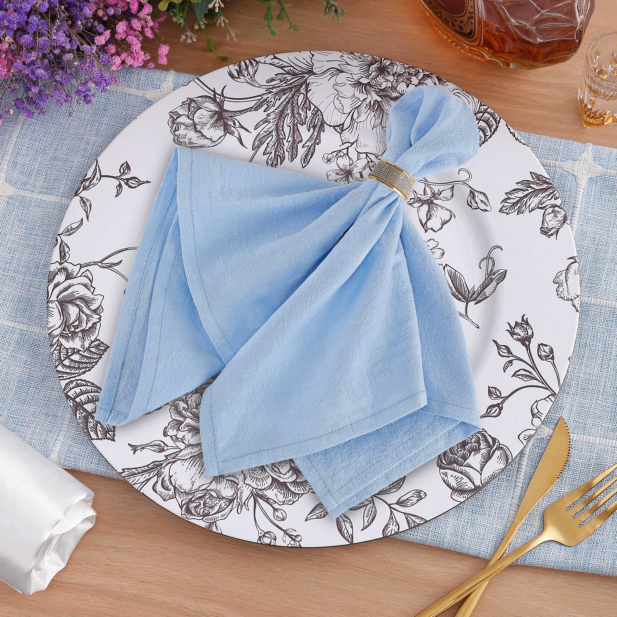 French Toile Acrylic Charger Plate - Chocolate - Image 2