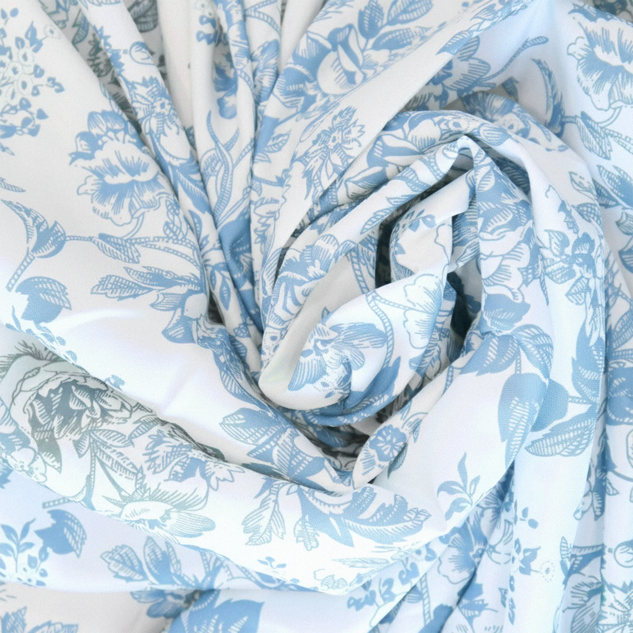 5 yards French Toile Fabric Bolt - Baby Blue