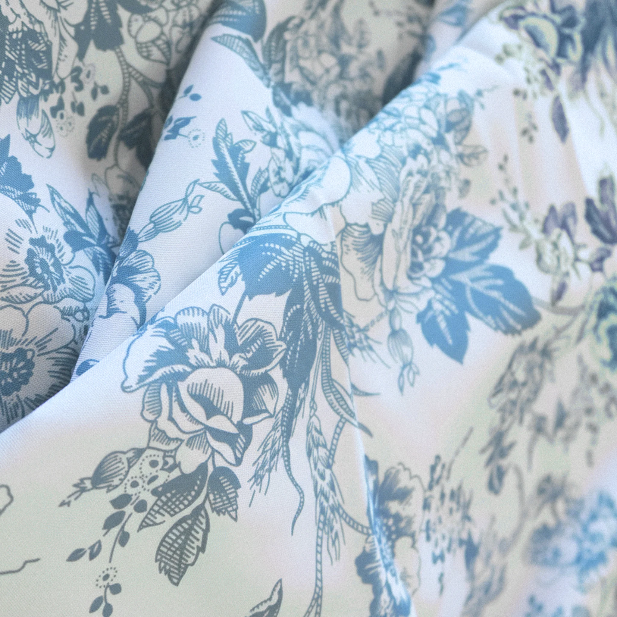 5 yards French Toile Fabric Bolt - Baby Blue - Image 2