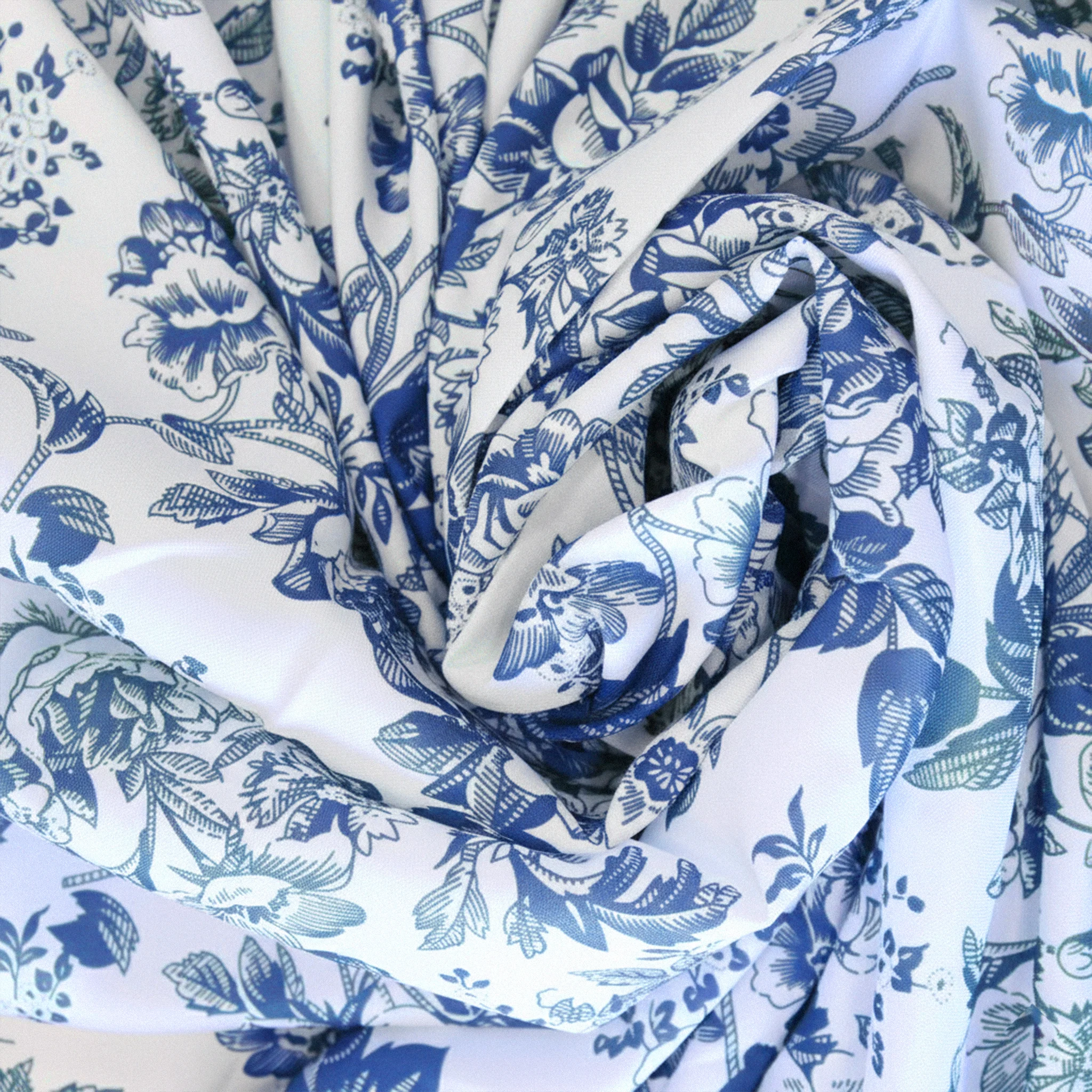 5 yards French Toile Fabric Bolt - Blue