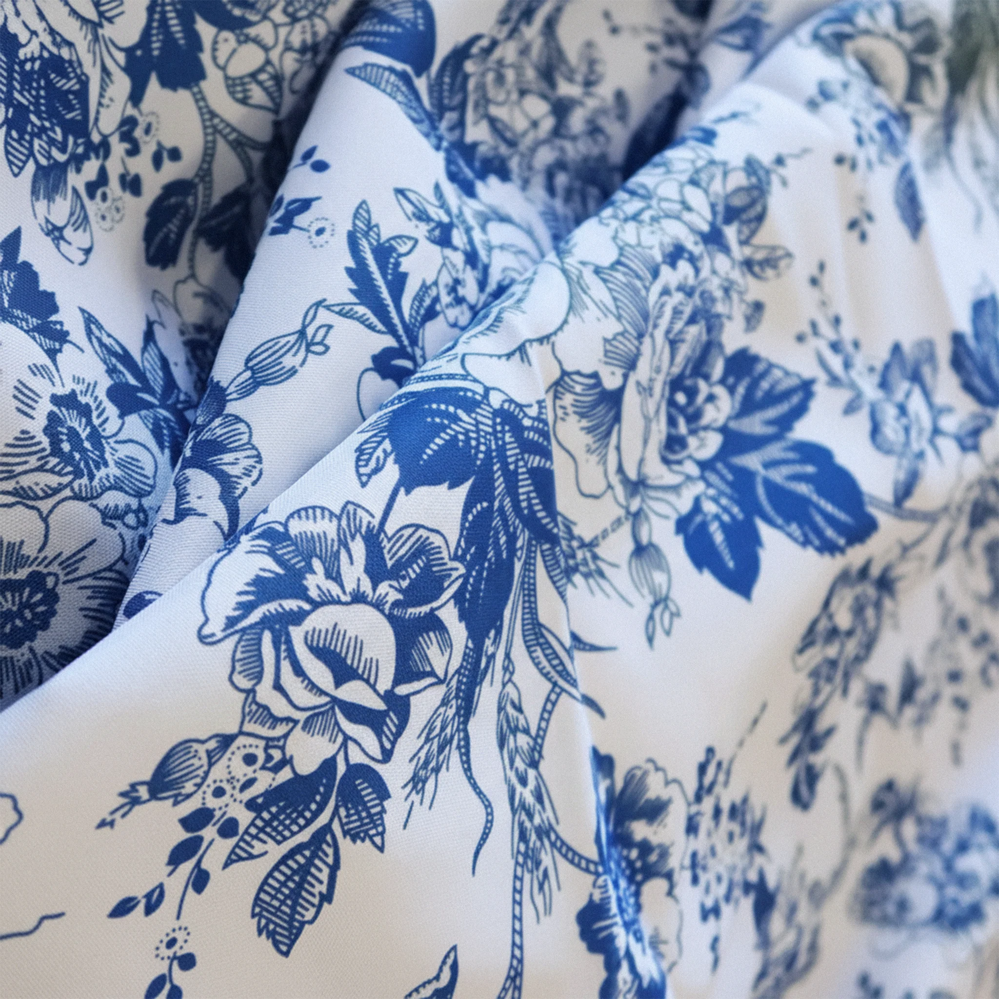 5 yards French Toile Fabric Bolt - Blue - Image 2