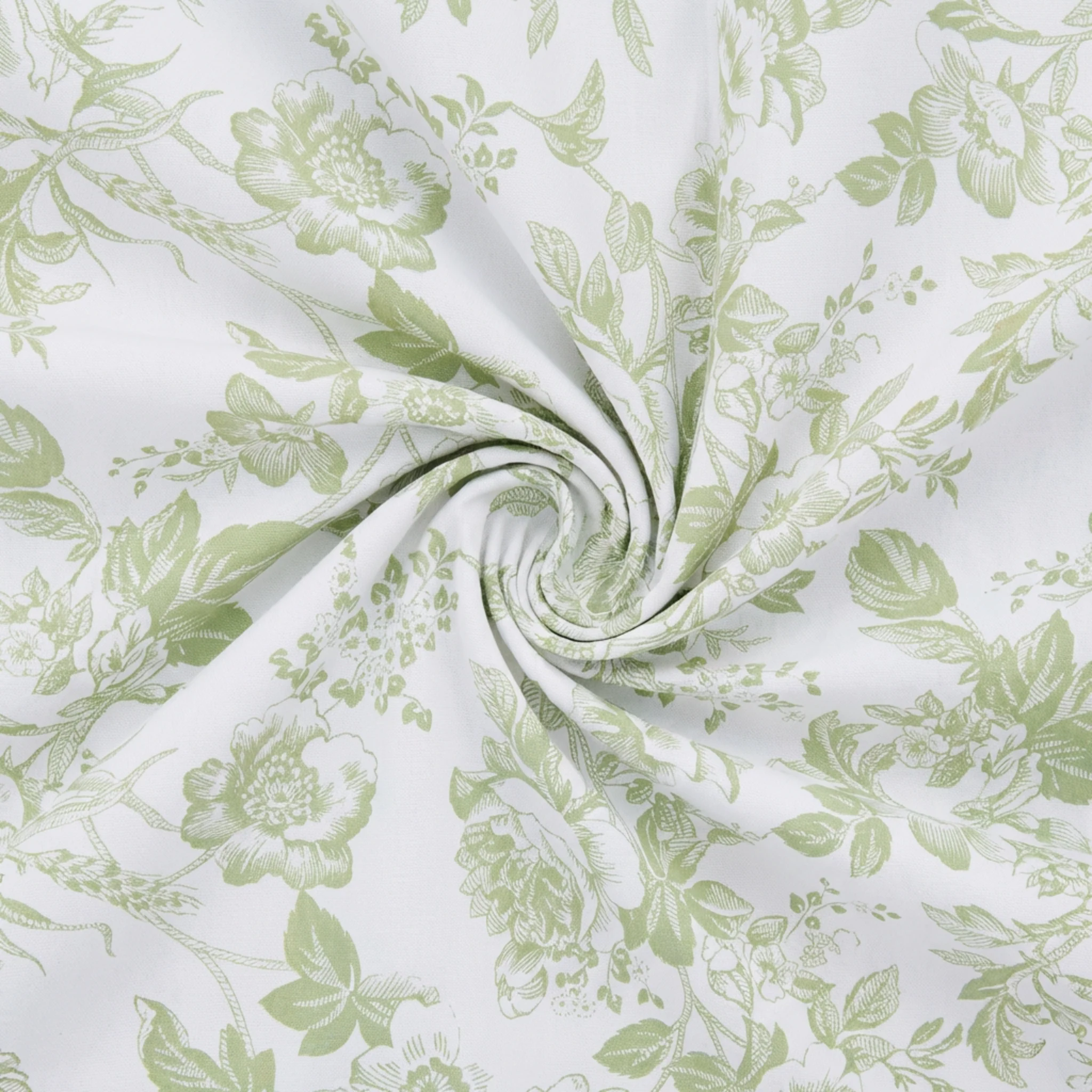 5 yards French Toile Fabric Bolt - Sage Green