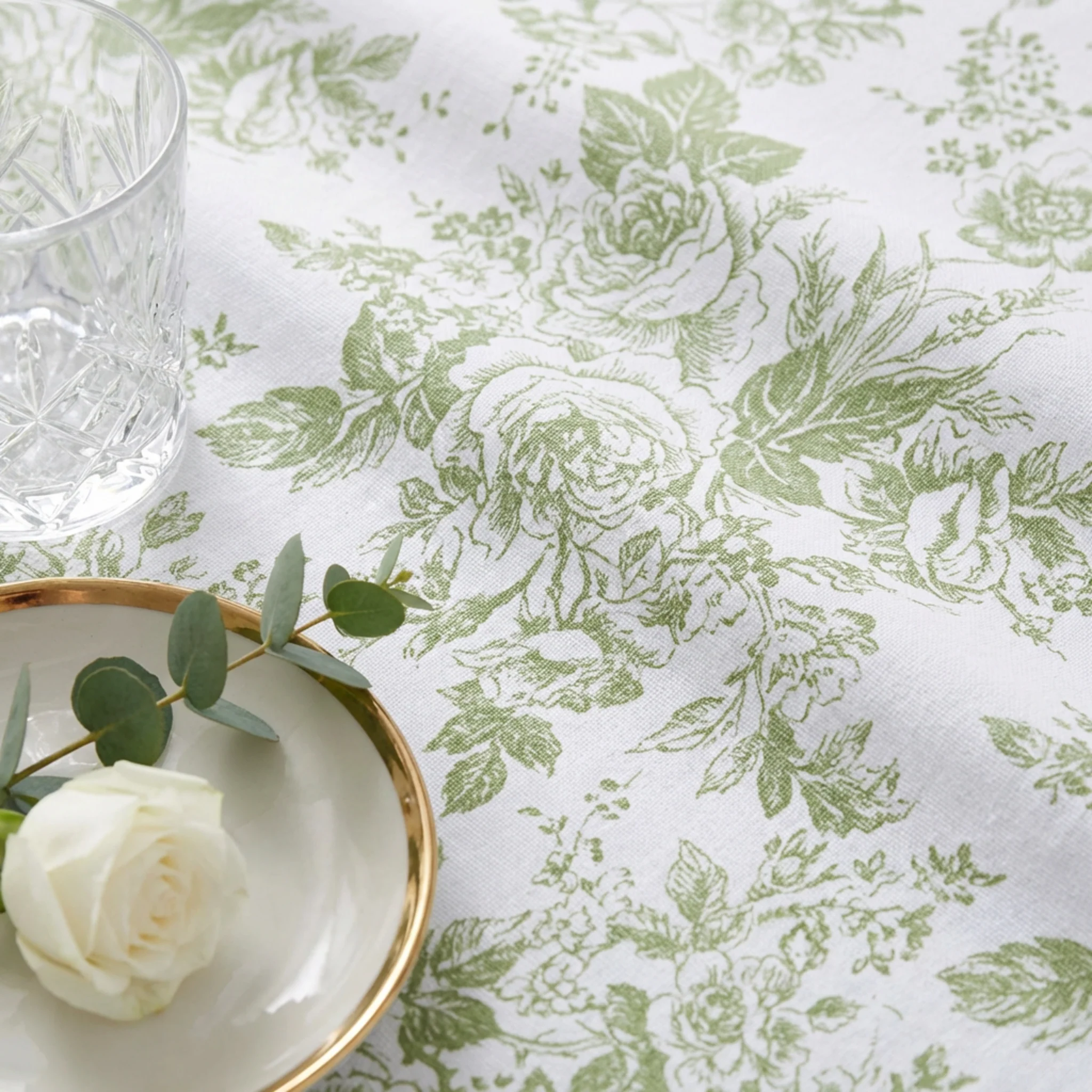 5 yards French Toile Fabric Bolt - Sage Green - Image 2