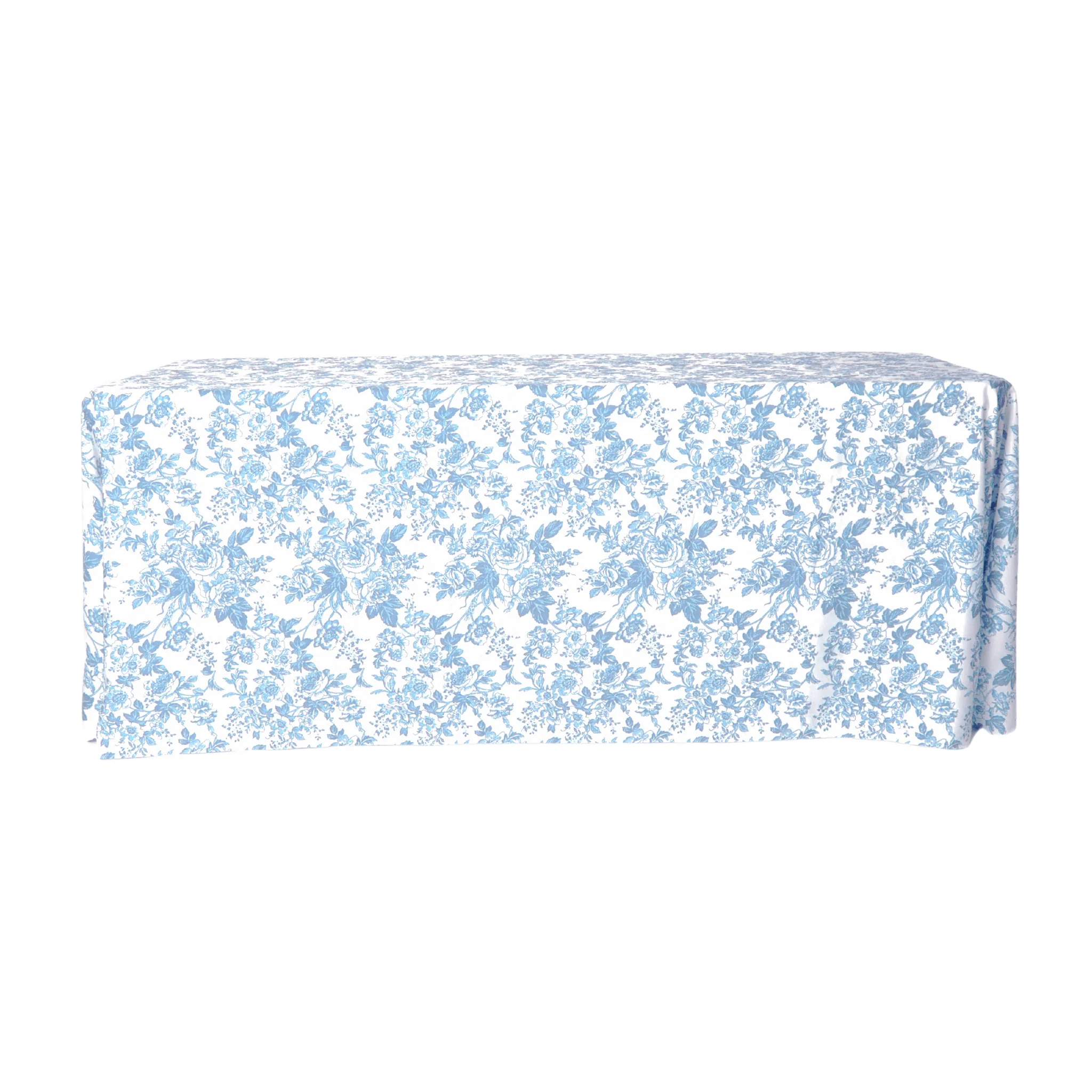 French Toile King 108"x156" Rectangular Tablecloth - Baby Blue