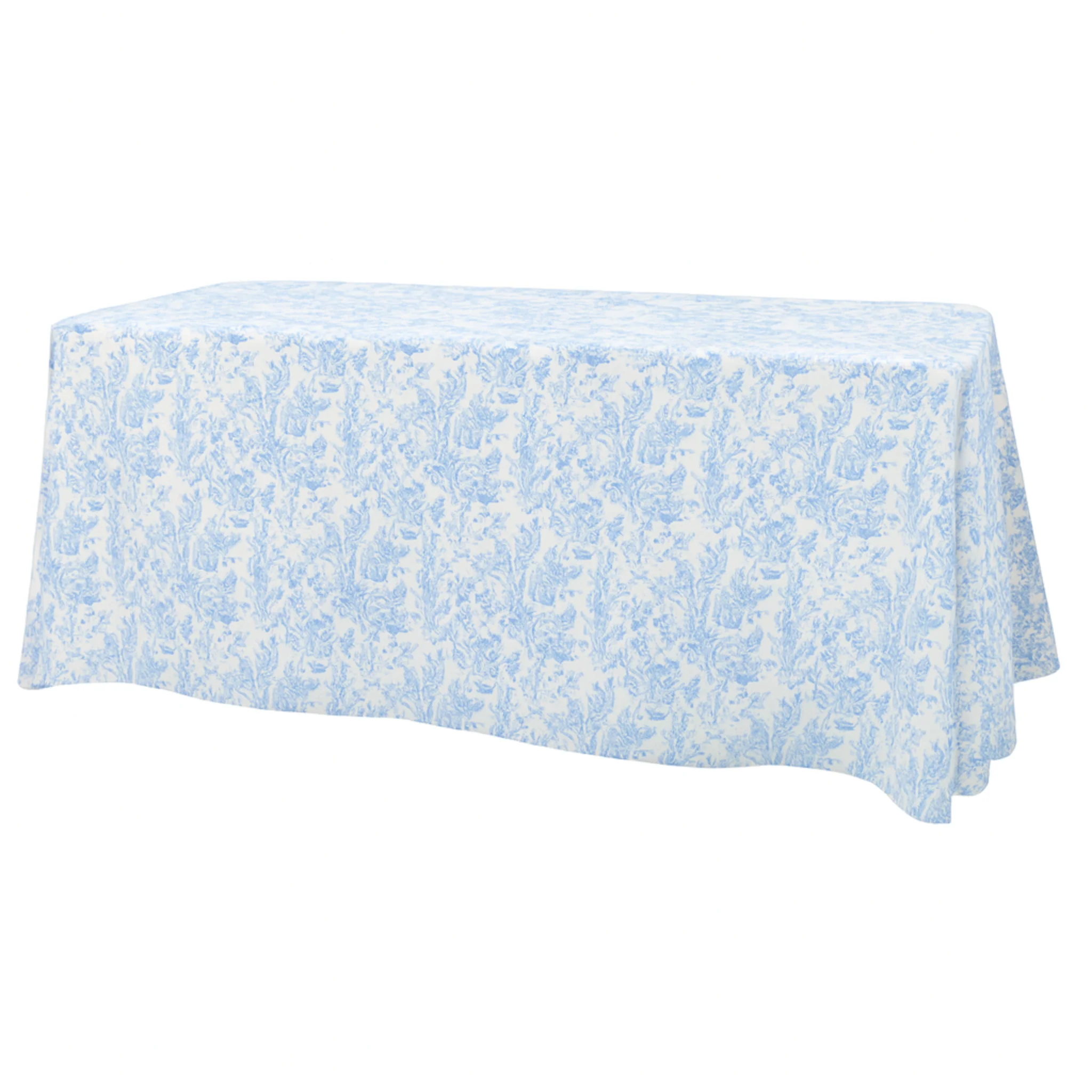French Toile King 108"x156" Rectangular Tablecloth - Baby Blue - Image 6