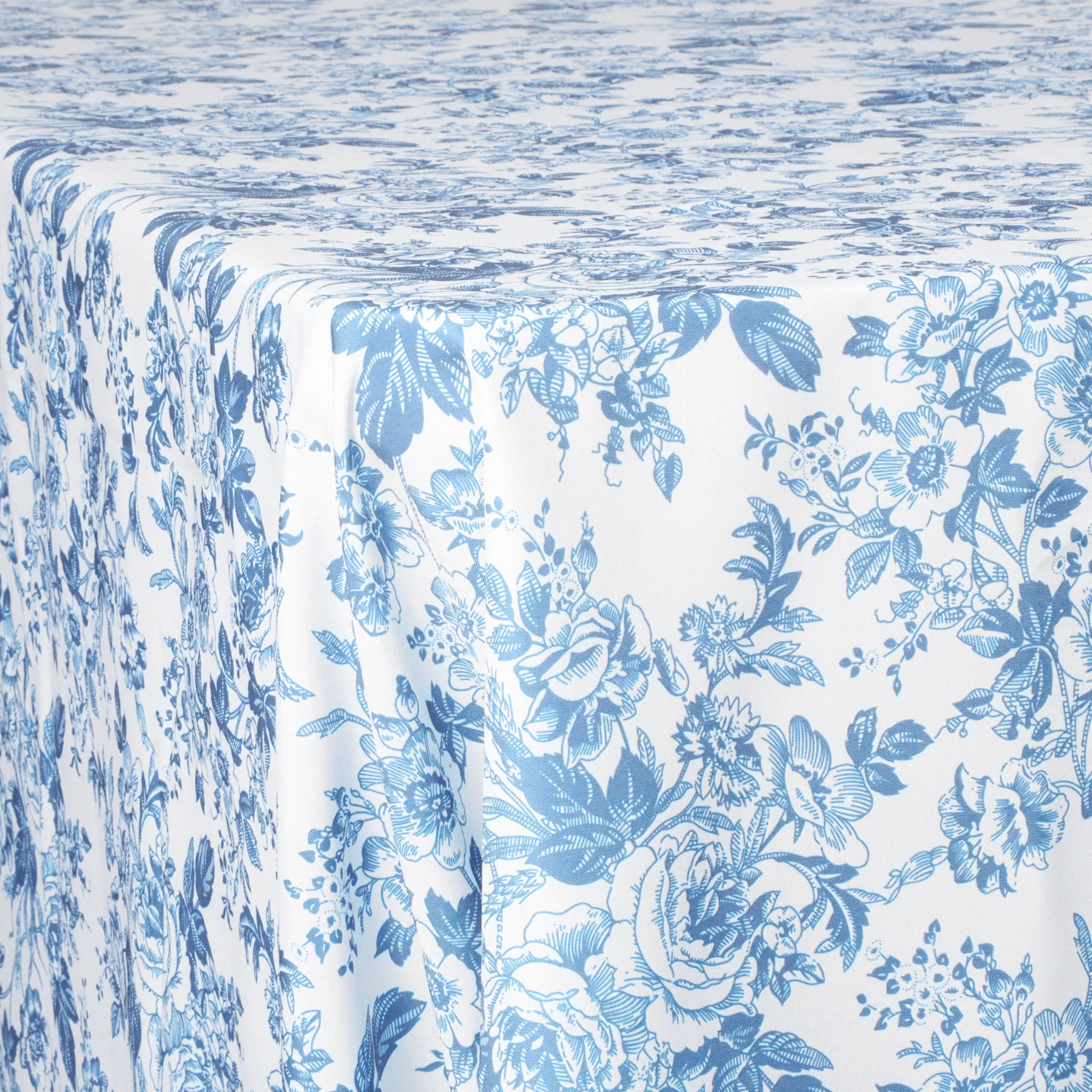 French Toile King 108"x156" Rectangular Tablecloth - Baby Blue - Image 8