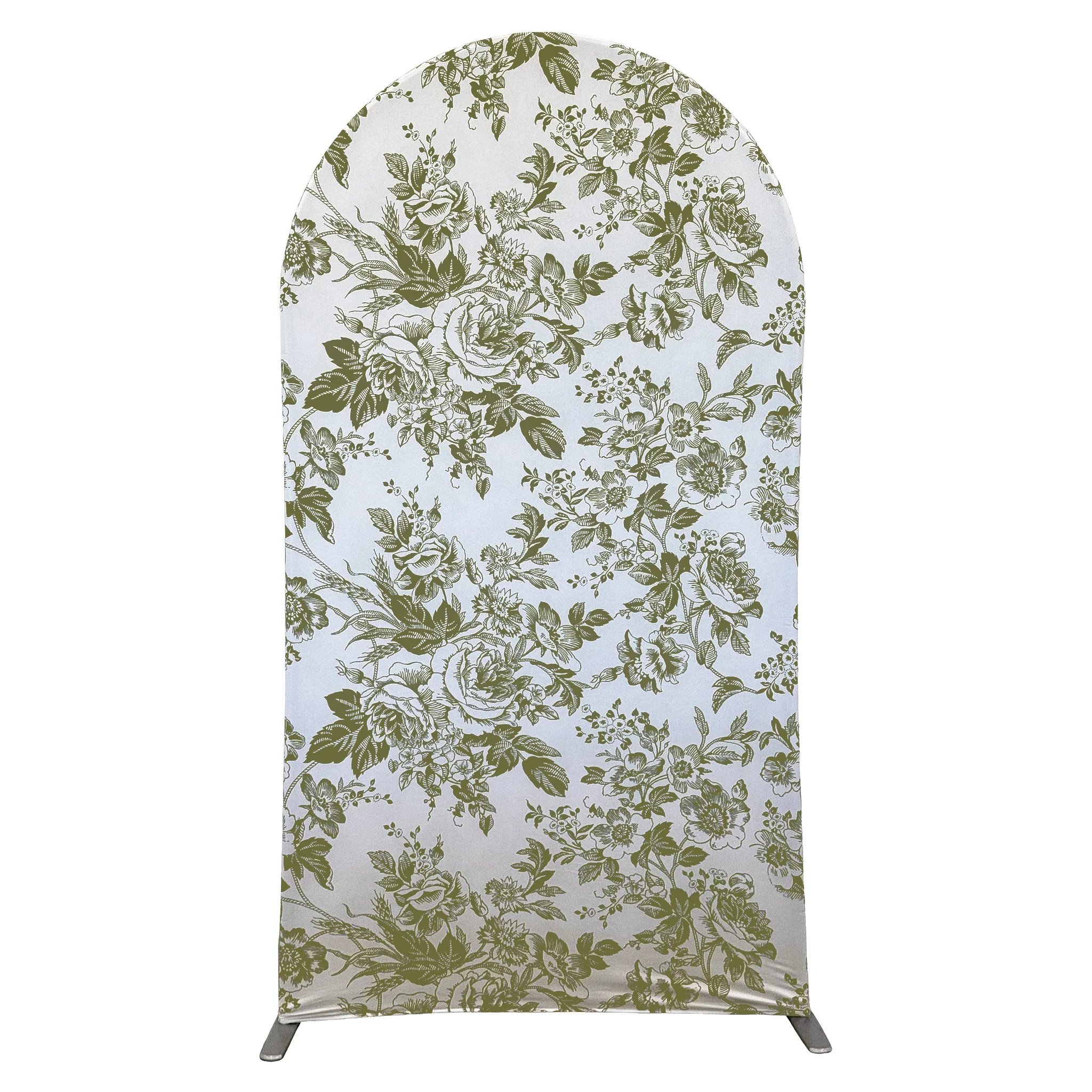 French Toile Spandex Cover for Large Trio Arch - Olive Green