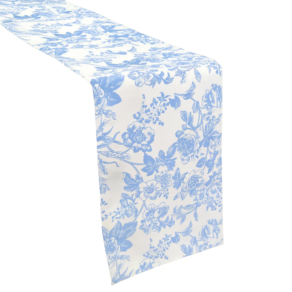French Toile Table Runner - Baby Blue