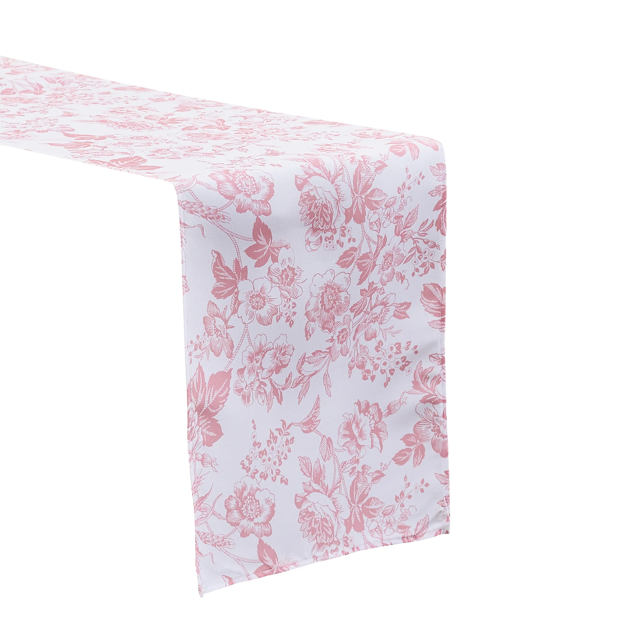 French Toile Table Runner - Dusty Rose/Mauve