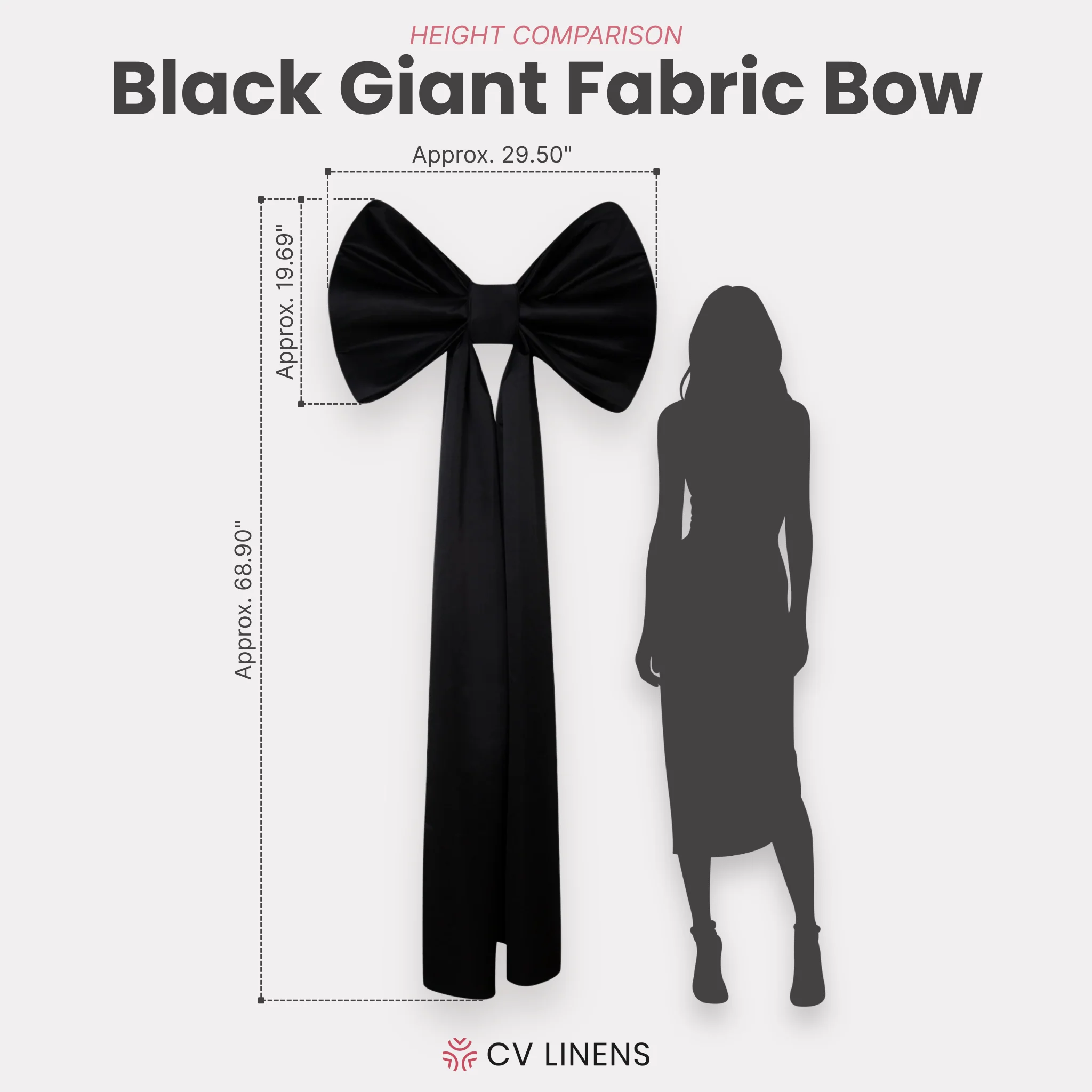 Giant Fabric Bow for Backdrop - Black - Image 2