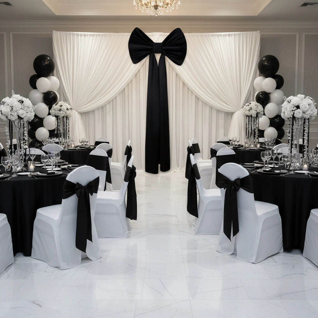 Giant Fabric Bow for Backdrop - Black - Image 4