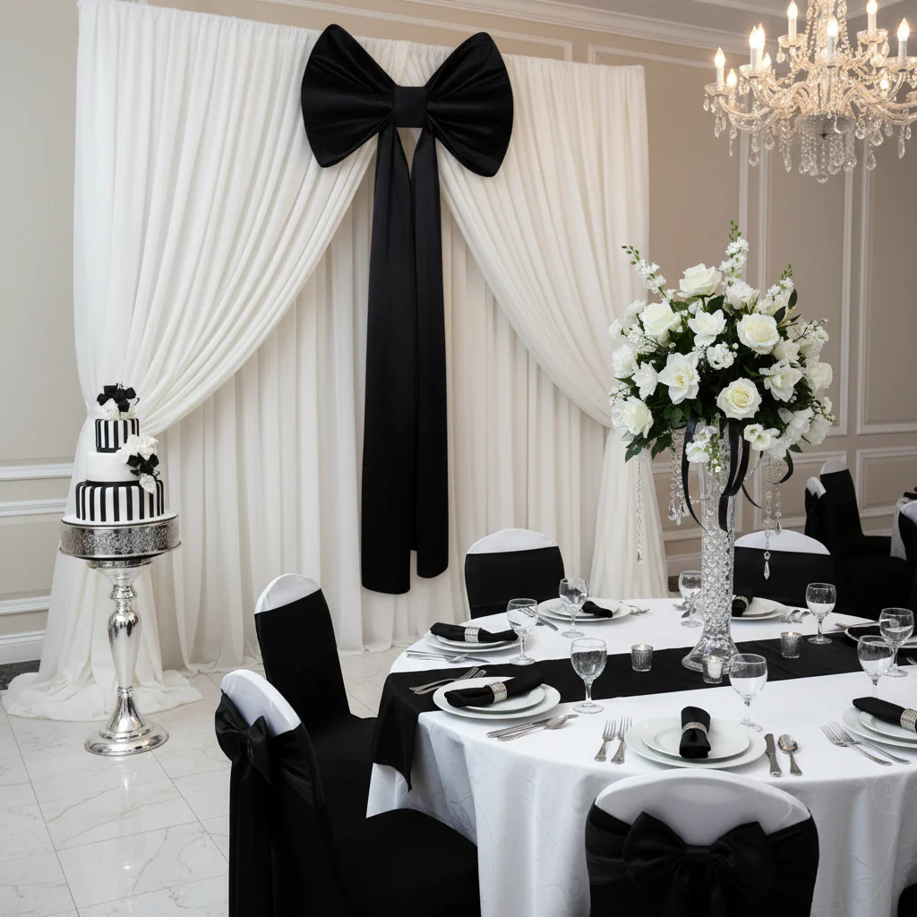 Giant Fabric Bow for Backdrop - Black - Image 5