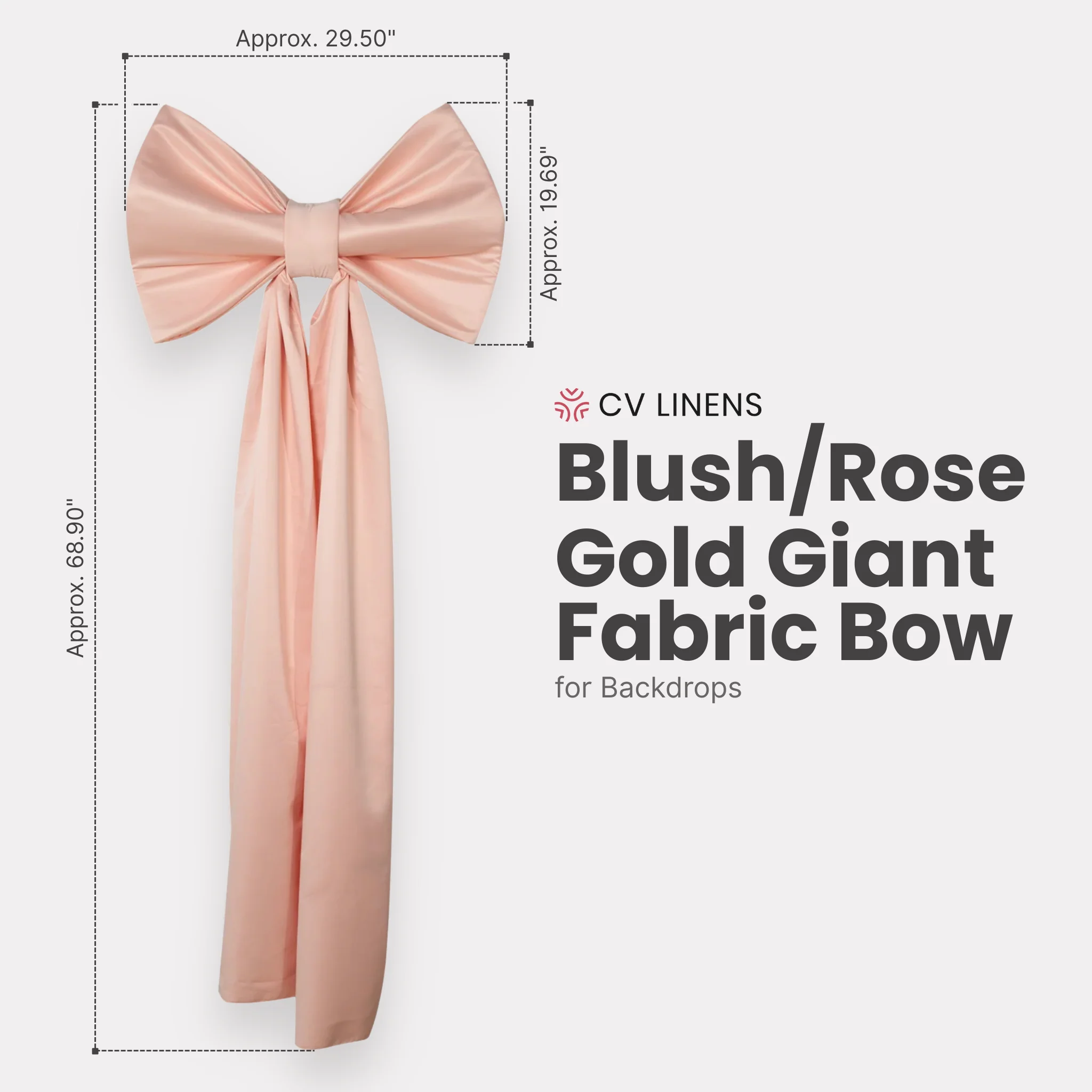 Giant Fabric Bow for Backdrop - Blush/Rose Gold