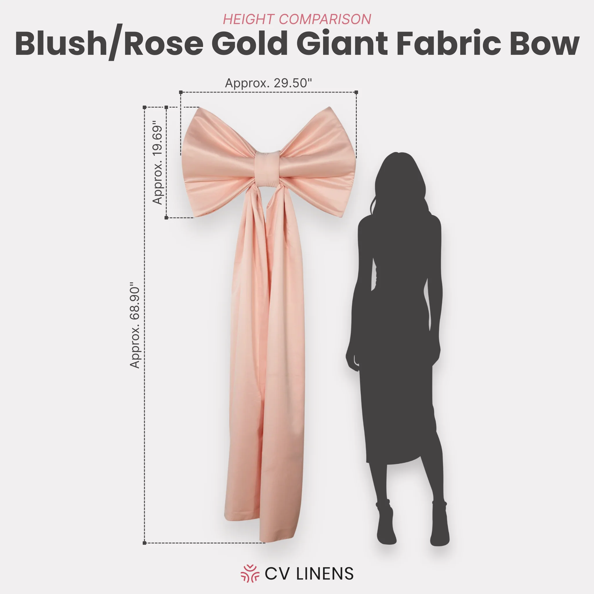 Giant Fabric Bow for Backdrop - Blush/Rose Gold - Image 2