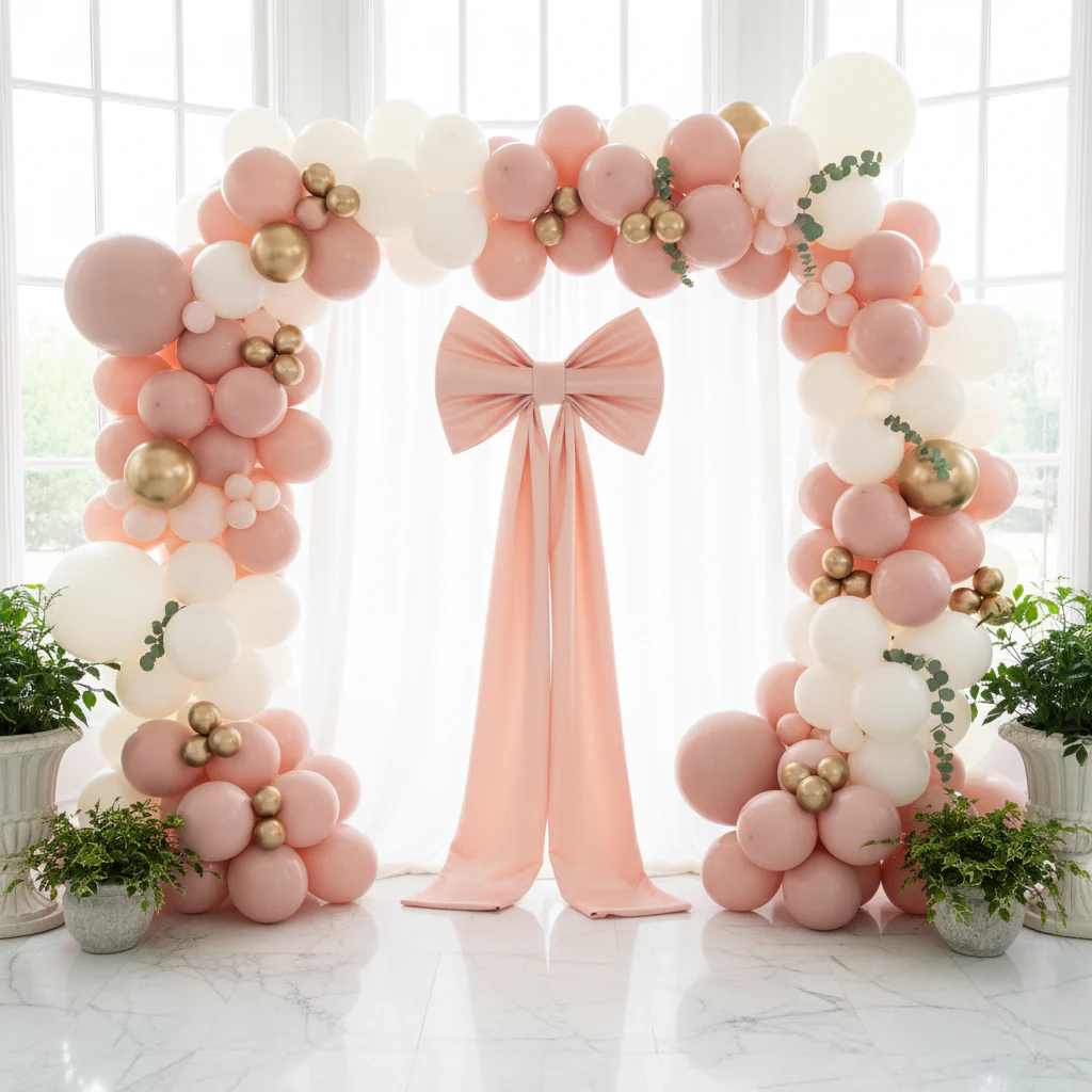Giant Fabric Bow for Backdrop - Blush/Rose Gold - Image 4