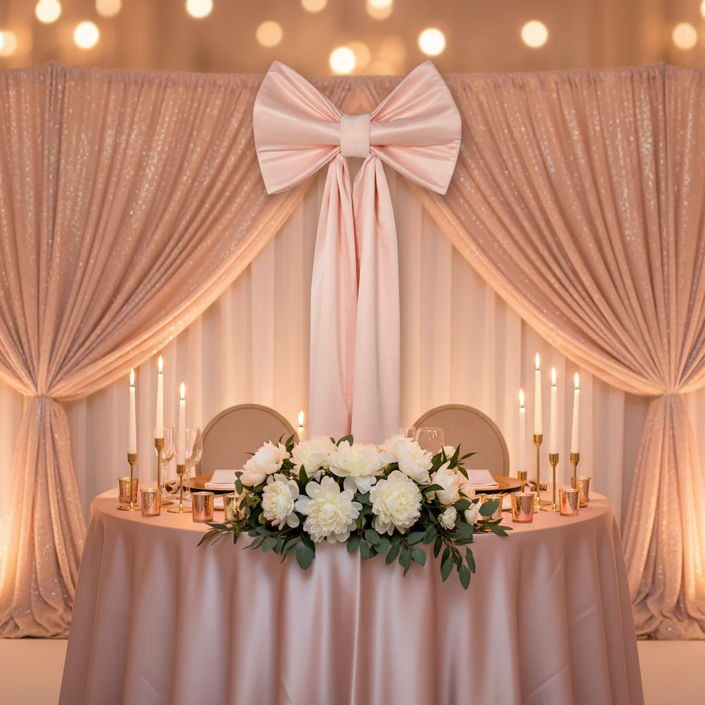 Giant Fabric Bow for Backdrop - Blush/Rose Gold - Image 6