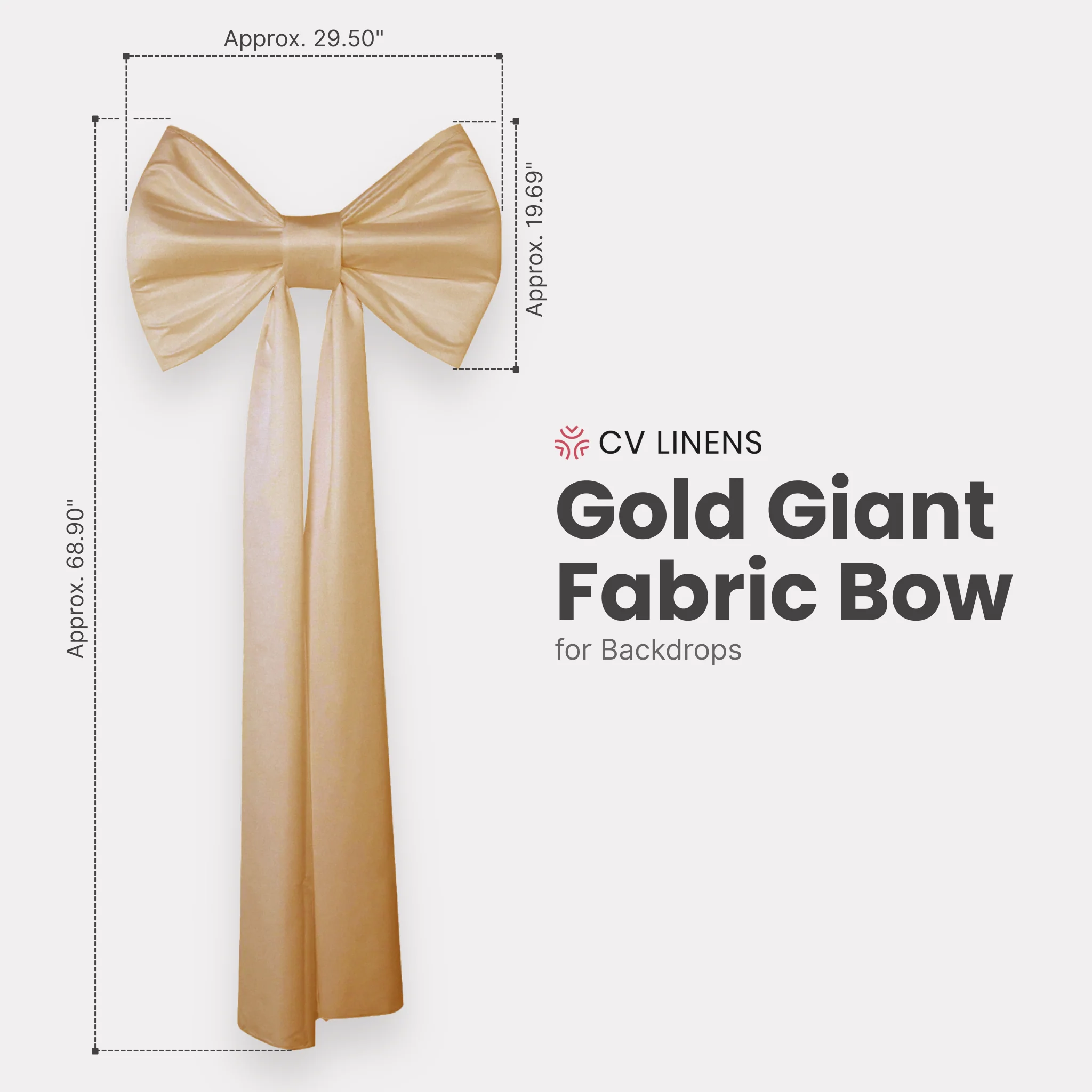 Giant Fabric Bow for Backdrop - Gold