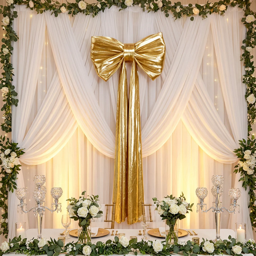 Giant Fabric Bow for Backdrop - Metallic Gold - Image 12
