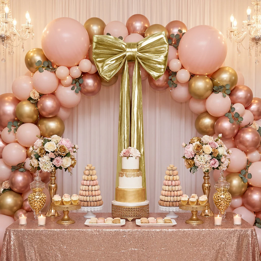 Giant Fabric Bow for Backdrop - Metallic Gold - Image 3