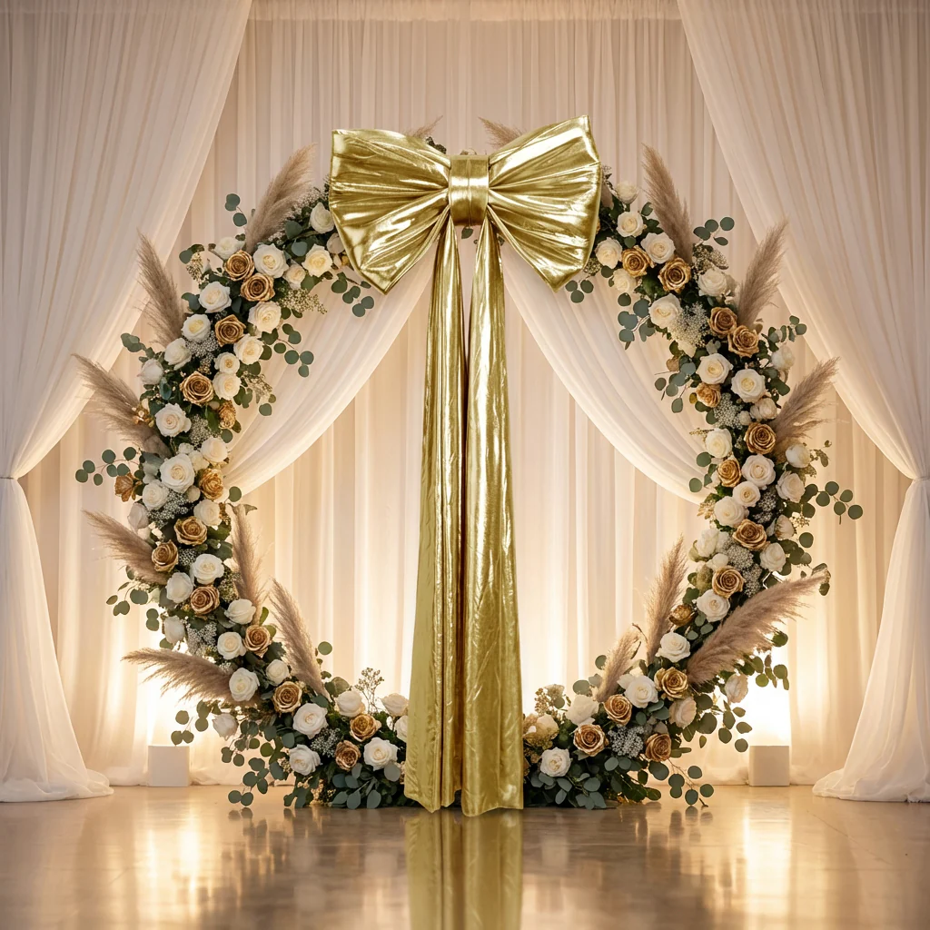 Giant Fabric Bow for Backdrop - Metallic Gold - Image 9