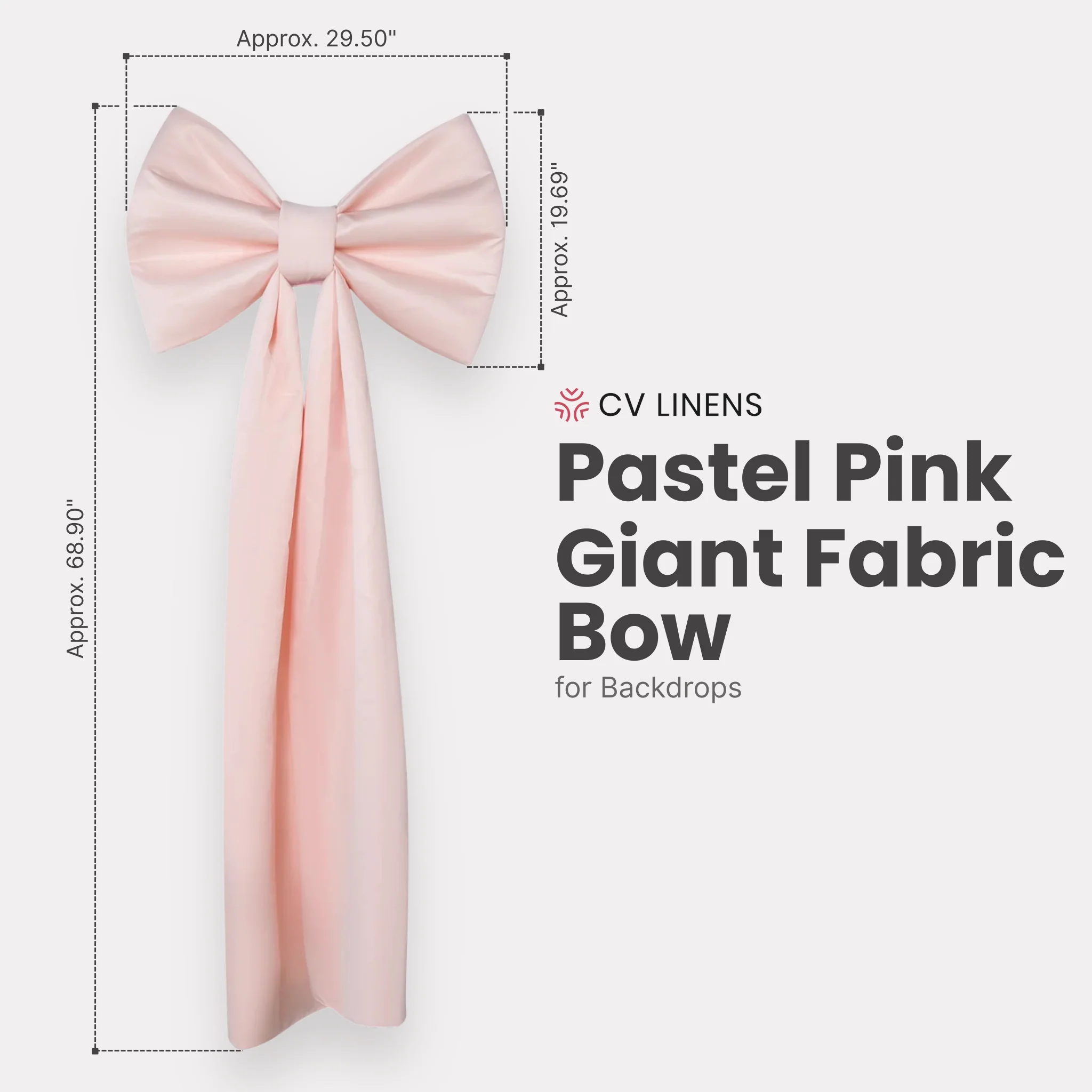 Giant Fabric Bow for Backdrop - Pastel Pink
