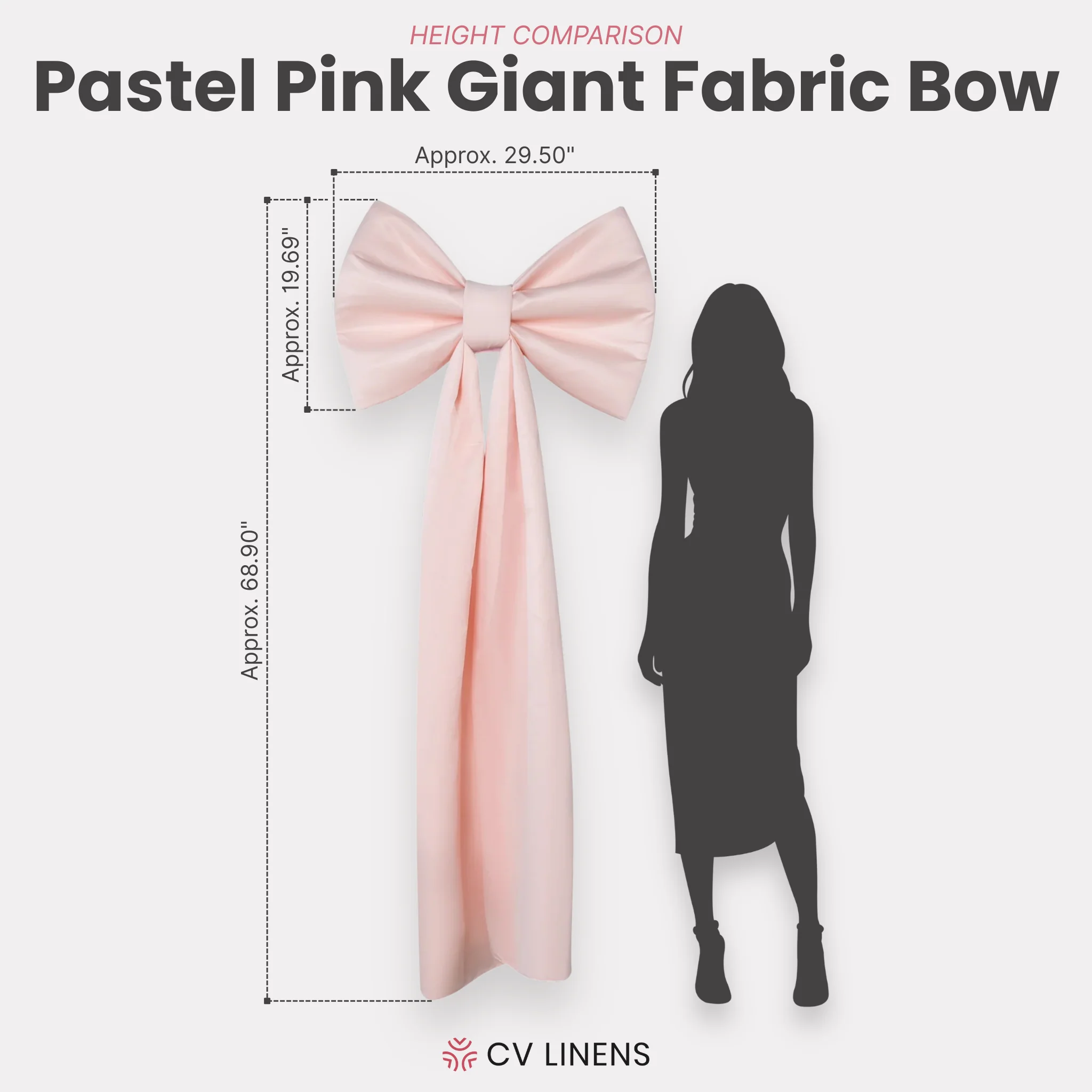 Giant Fabric Bow for Backdrop - Pastel Pink - Image 2