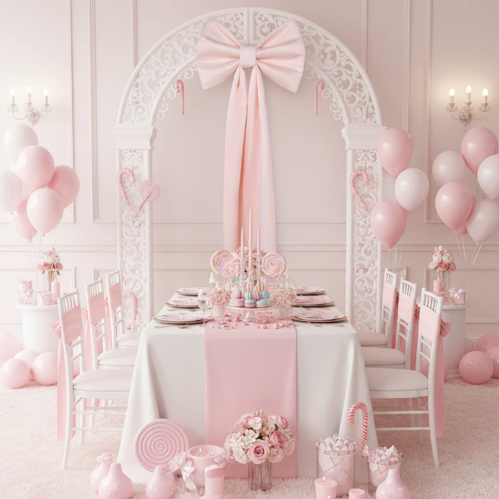 Giant Fabric Bow for Backdrop - Pastel Pink - Image 3