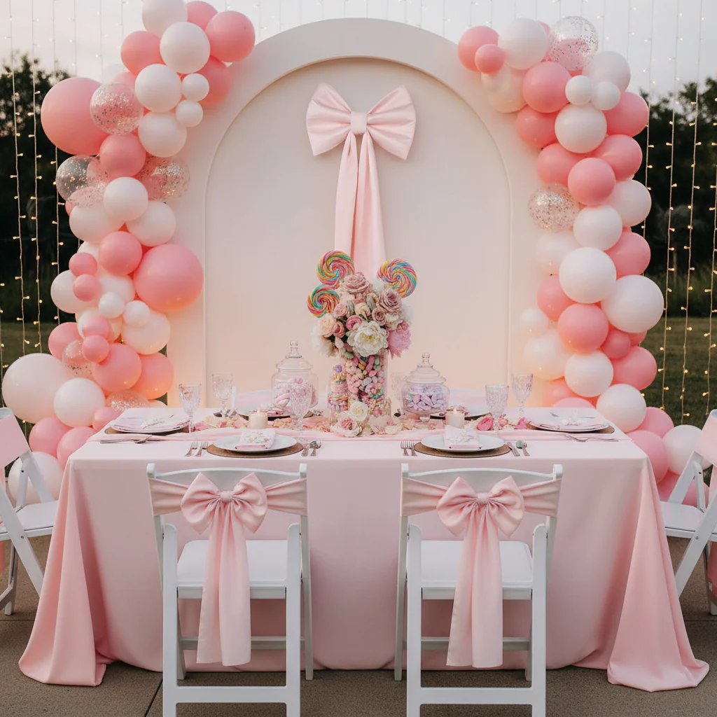 Giant Fabric Bow for Backdrop - Pastel Pink - Image 4