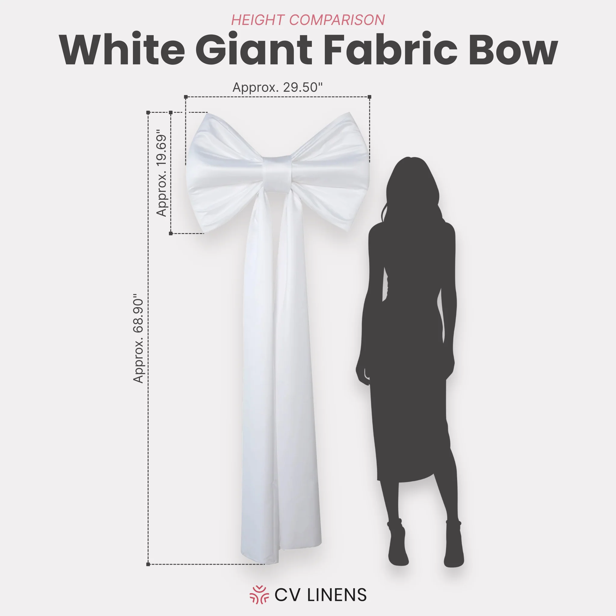Giant Fabric Bow for Backdrop - White - Image 2