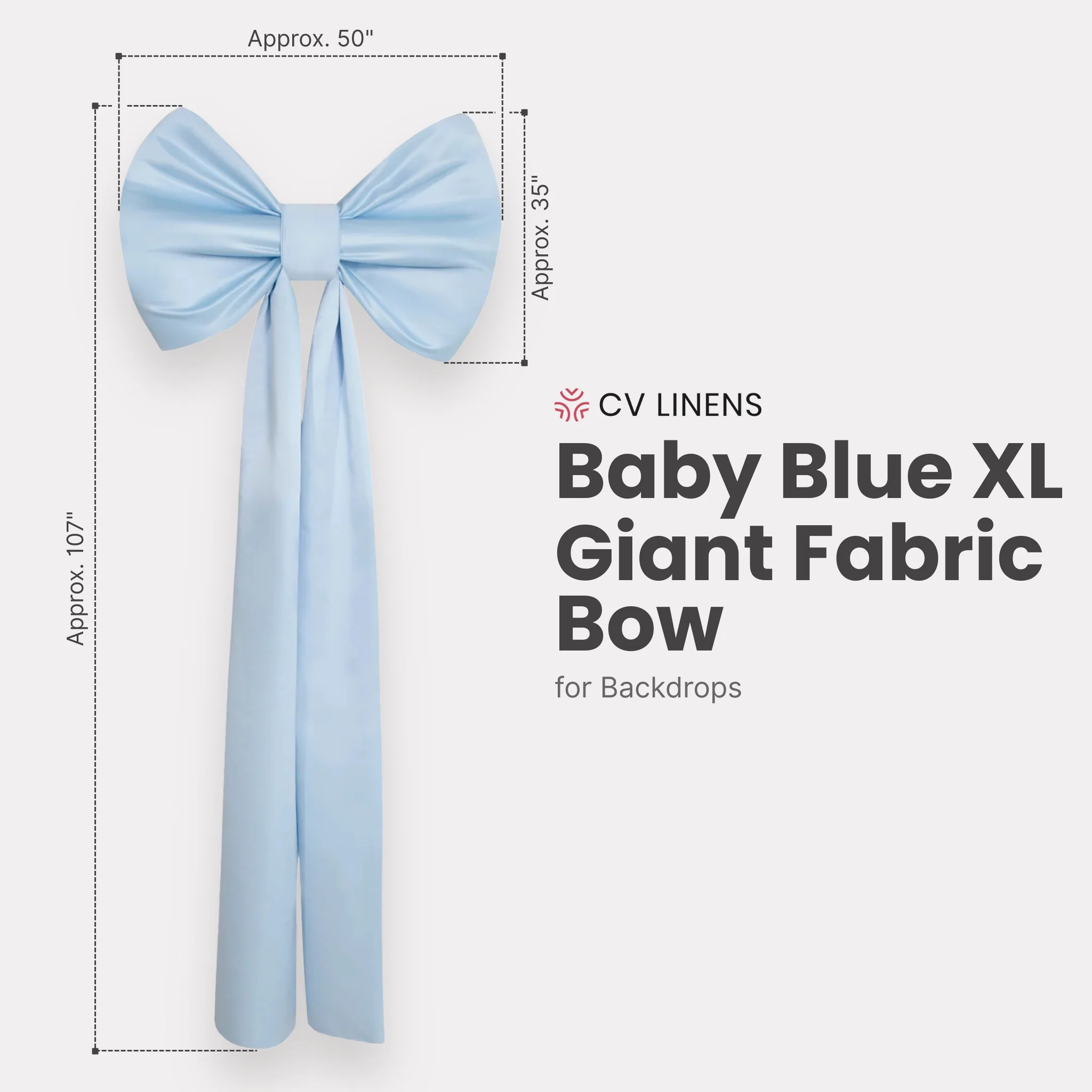 XL Giant Fabric Bow for Backdrop - Baby Blue