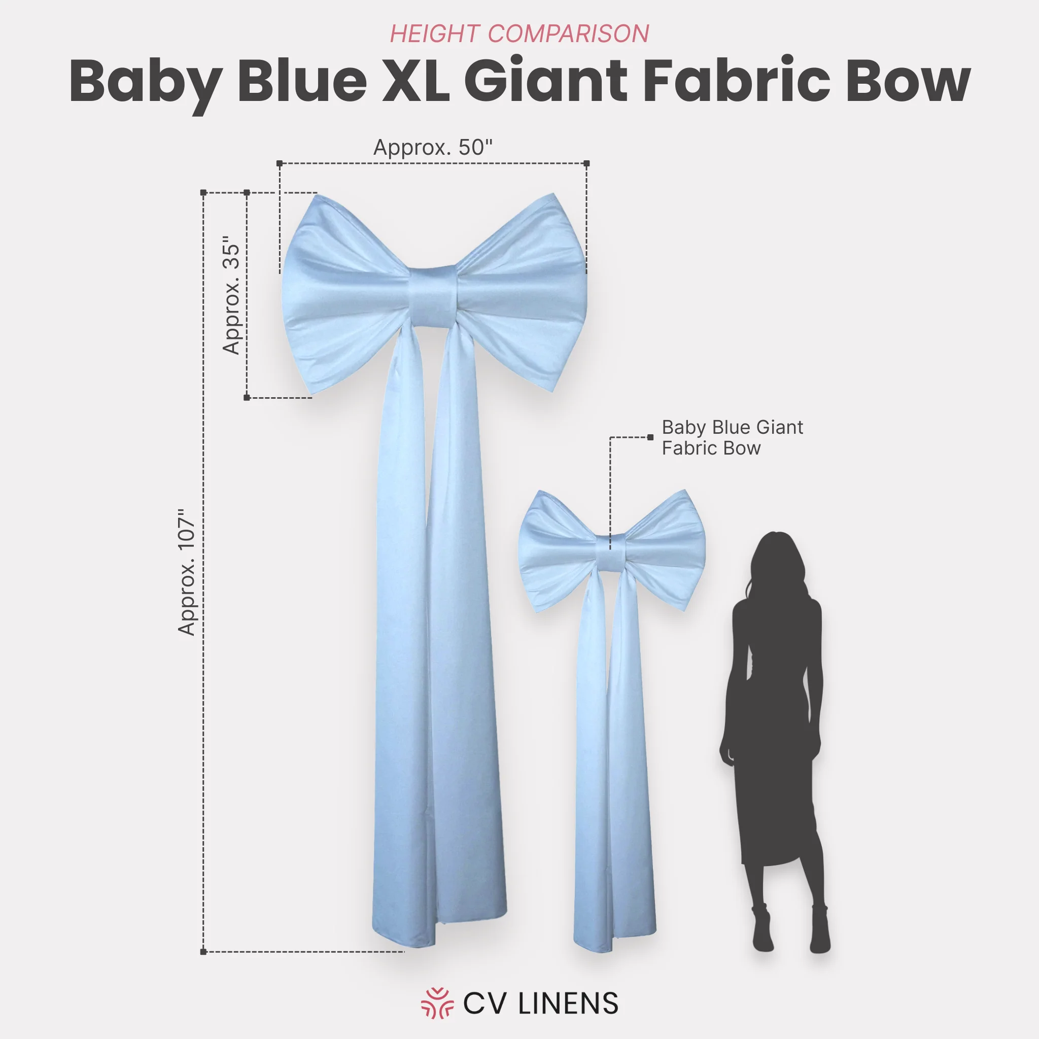 XL Giant Fabric Bow for Backdrop - Baby Blue - Image 2