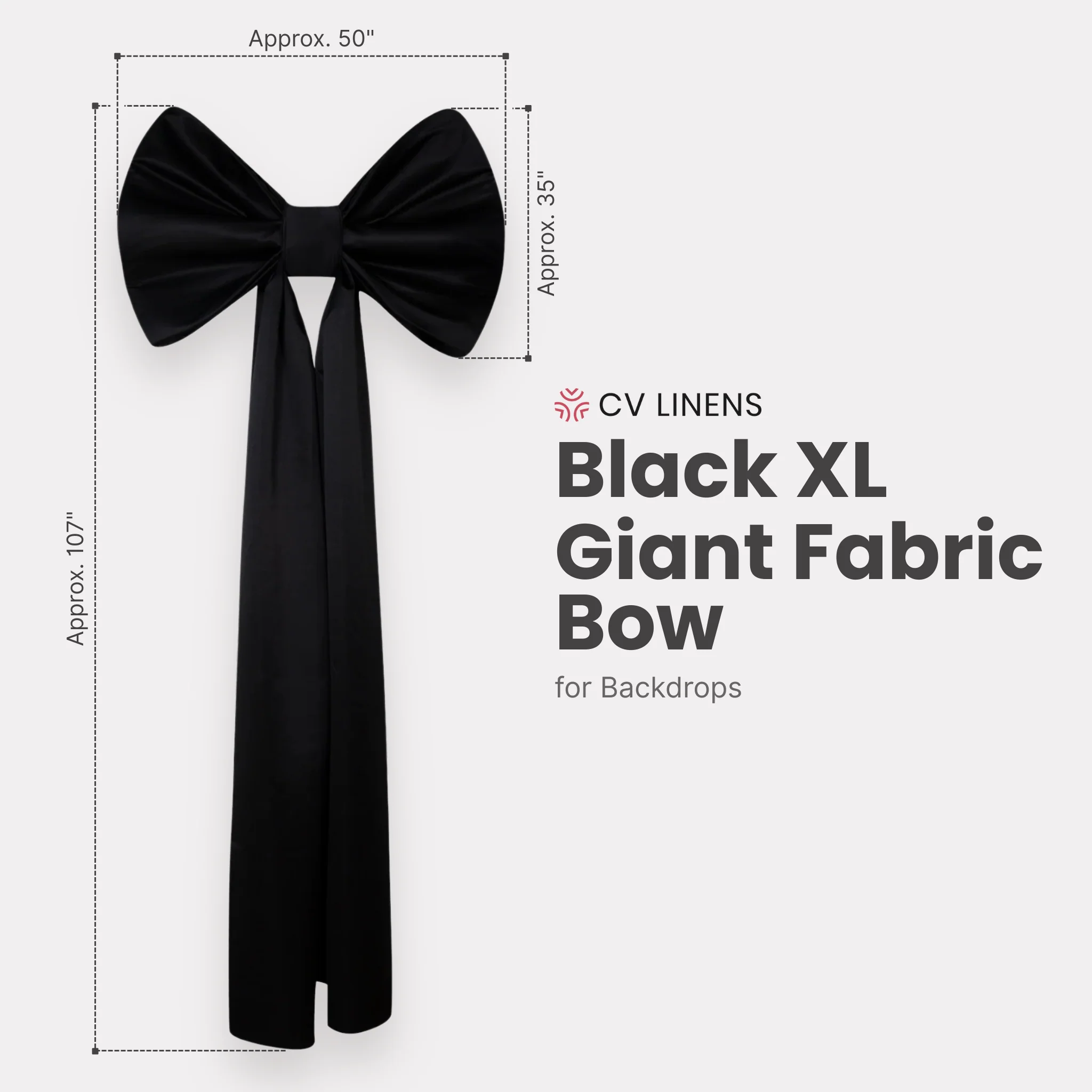XL Giant Fabric Bow for Backdrop - Black